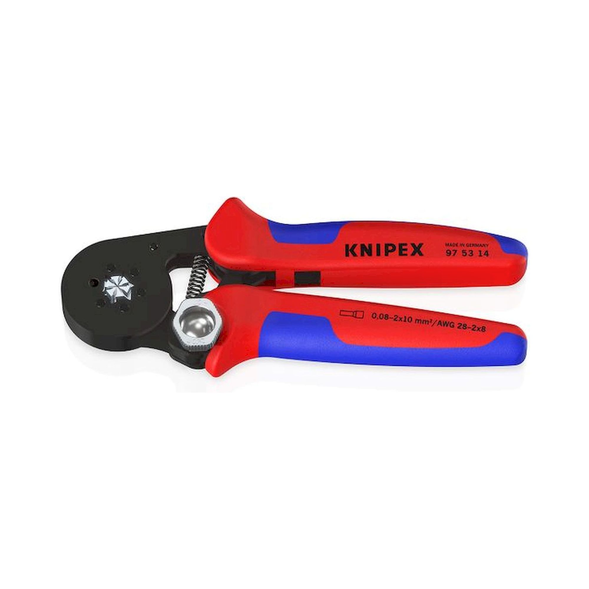 Knipex 97 53 14 SB. Self-adjusting crimping pliers for ferrules with side entry, burnished, 180 mm, sales packaging