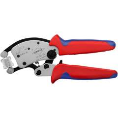 Knipex 97 53 18 SB. Twistor16 self-adjusting crimping pliers for ferrules, rotatable crimping head, chrome-plated, 260 mm, sales packaging