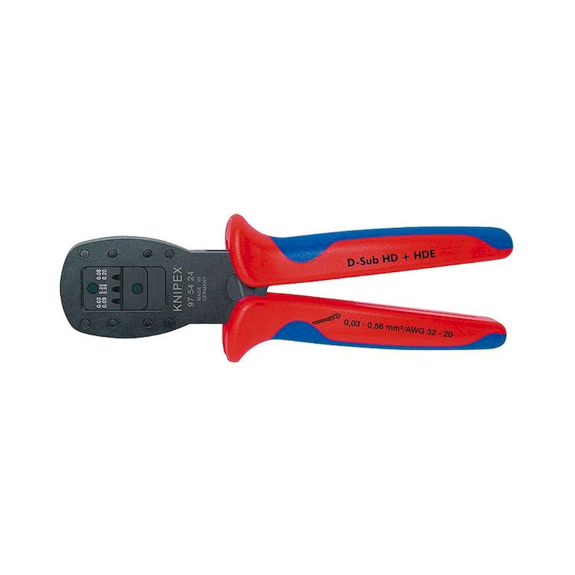 Knipex 97 54 24. Crimpzange, für Miniaturstecker Parallelcrimp, brüniert, D-Sub- + HD 20- + HDE-Stecker, 190 mm