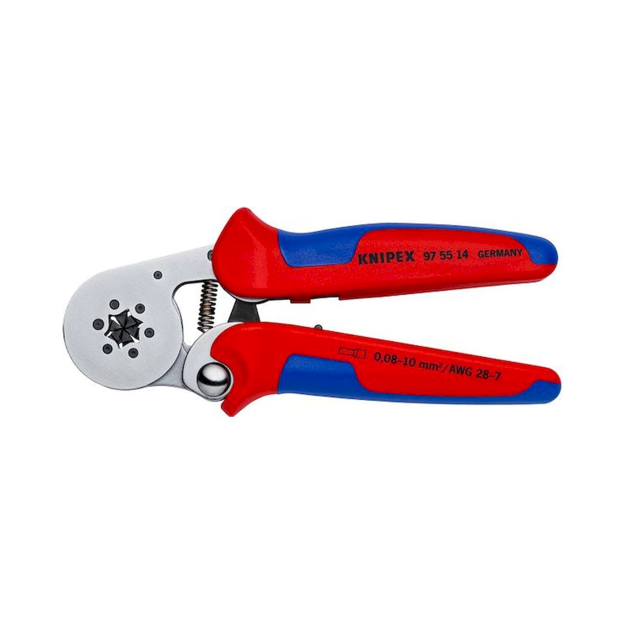 Knipex 97 55 14. Self-adjusting crimping pliers for end sleeves (ferrules) with side entry, 0.08 - 10 mm2, chrome-plated, 180 mm