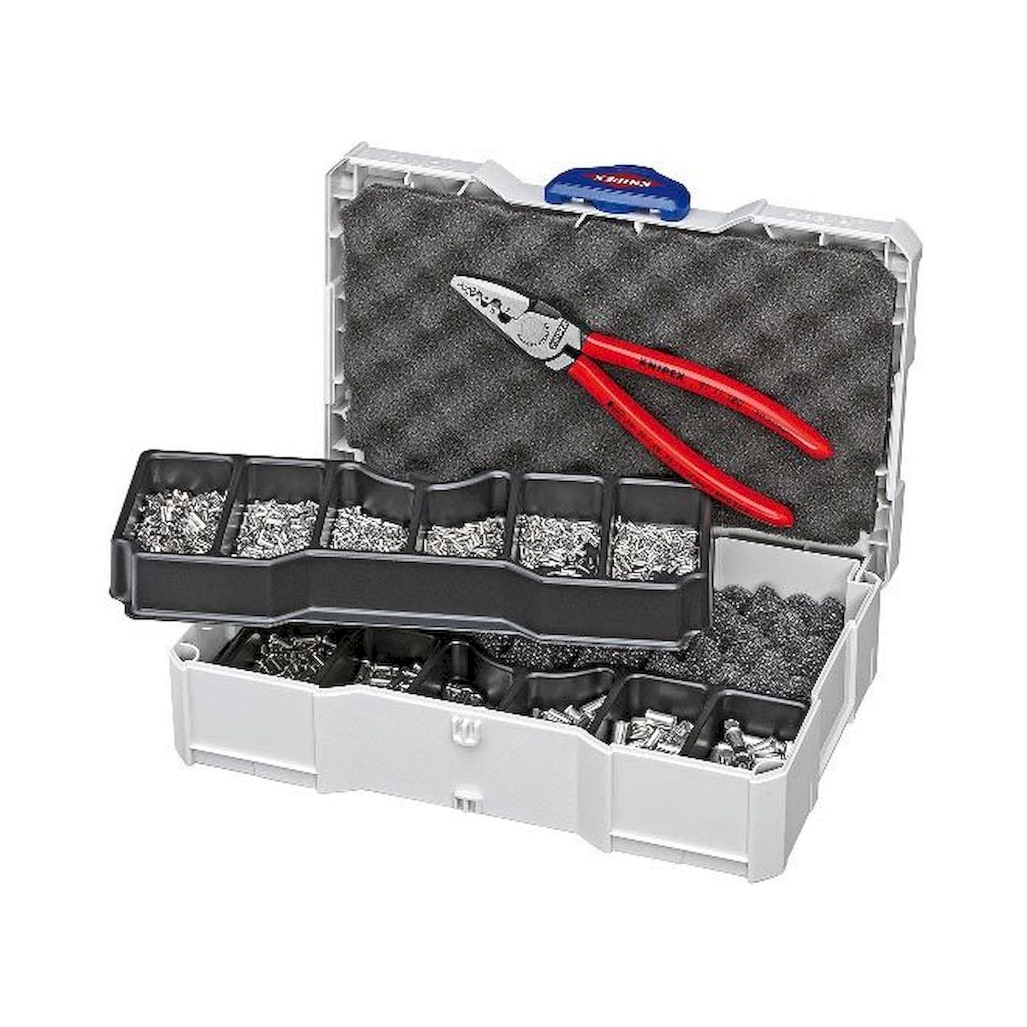 Knipex 97 90 05. Crimp-Sortiment 97 90 05 für Aderendhülsen, 0,25 bis 16 mm², inkl. Crimpzange im Koffer