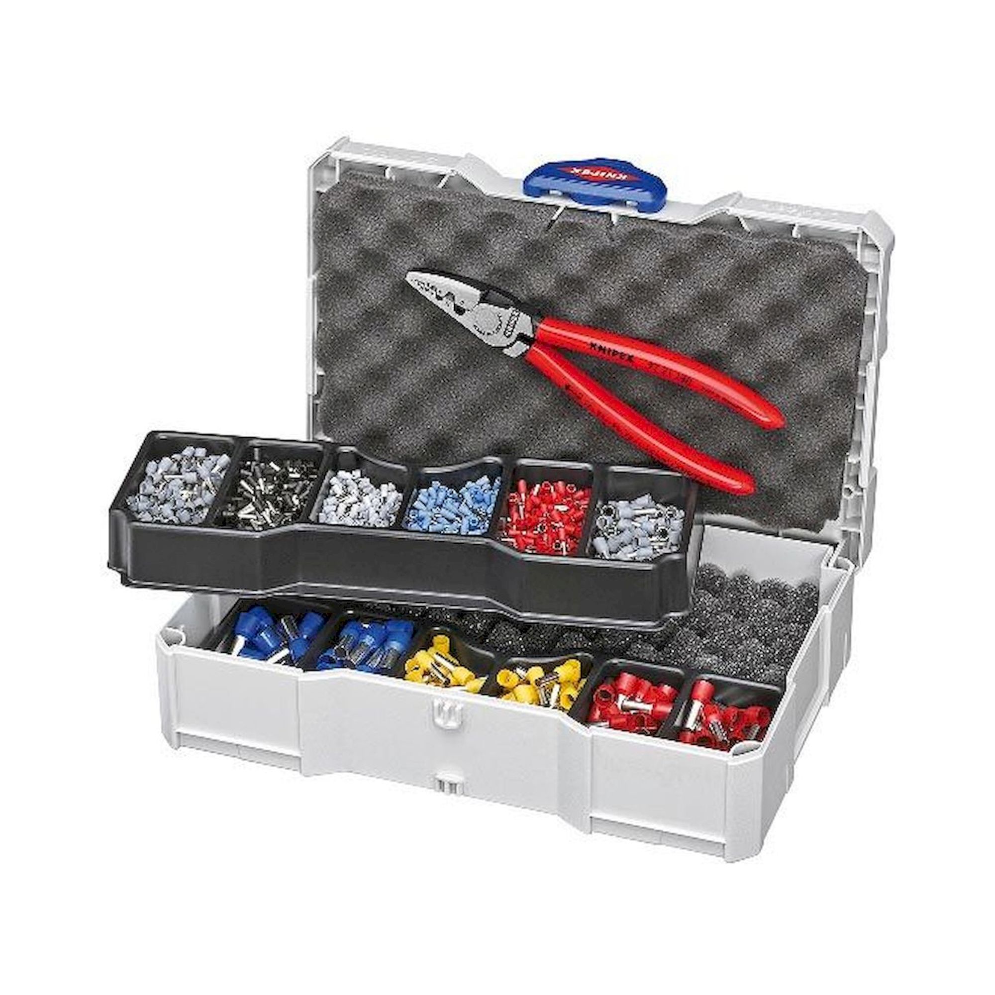 Knipex 97 90 06. Crimp-Sortiment 97 90 06 für Aderendhülsen, 0,25 bis 16 mm², inkl. Crimpzange im Koffer