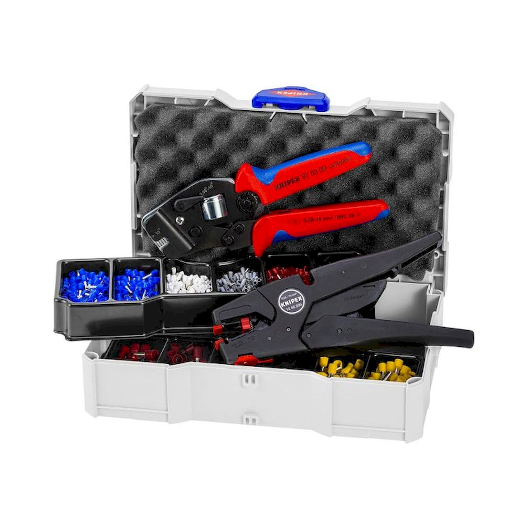 Knipex 97 90 16. Crimp-Sortiment 97 90 10 für Aderendhülsen, 0,08 bis 10 mm², inkl. Crimp- und Abisolierzange im Koffer
