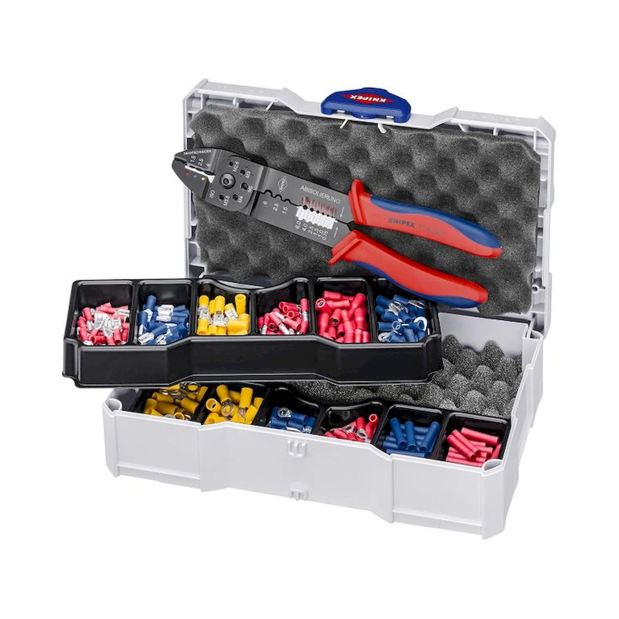 Knipex 97 90 26. Crimp-Sortiment 97 90 26 für Kabelverbinder, 1,5 bis 6 mm², inkl. Crimpzange im Koffer