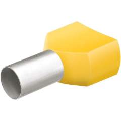 Knipex 97 99 376. Twin-Aderendhülsen mit Kunststoffkragen, Crimpbereich 14 mm, Kabel 2x6 mm², gelb, 50 Stück