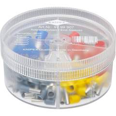 Knipex 97 99 907. Sortimentsboxen mit isolierten Aderendhülsen, 4 bis 16 mm², vollisoliert, grau/gelb/rot/blau, 100 Stück