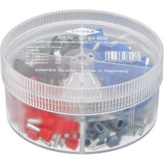 Knipex 97 99 908. Sortimentsboxen mit Twin-Aderendhülsen, 0,75 bis 2,5 mm², vollisoliert, grau/rot/schwarz/blau, 200 Stück
