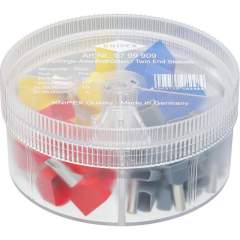 Knipex 97 99 909. Sortimentsboxen mit Twin-Aderendhülsen, 2x 4 bis 16 mm², vollisoliert, grau/rot/blau/gelb, 45 Stück