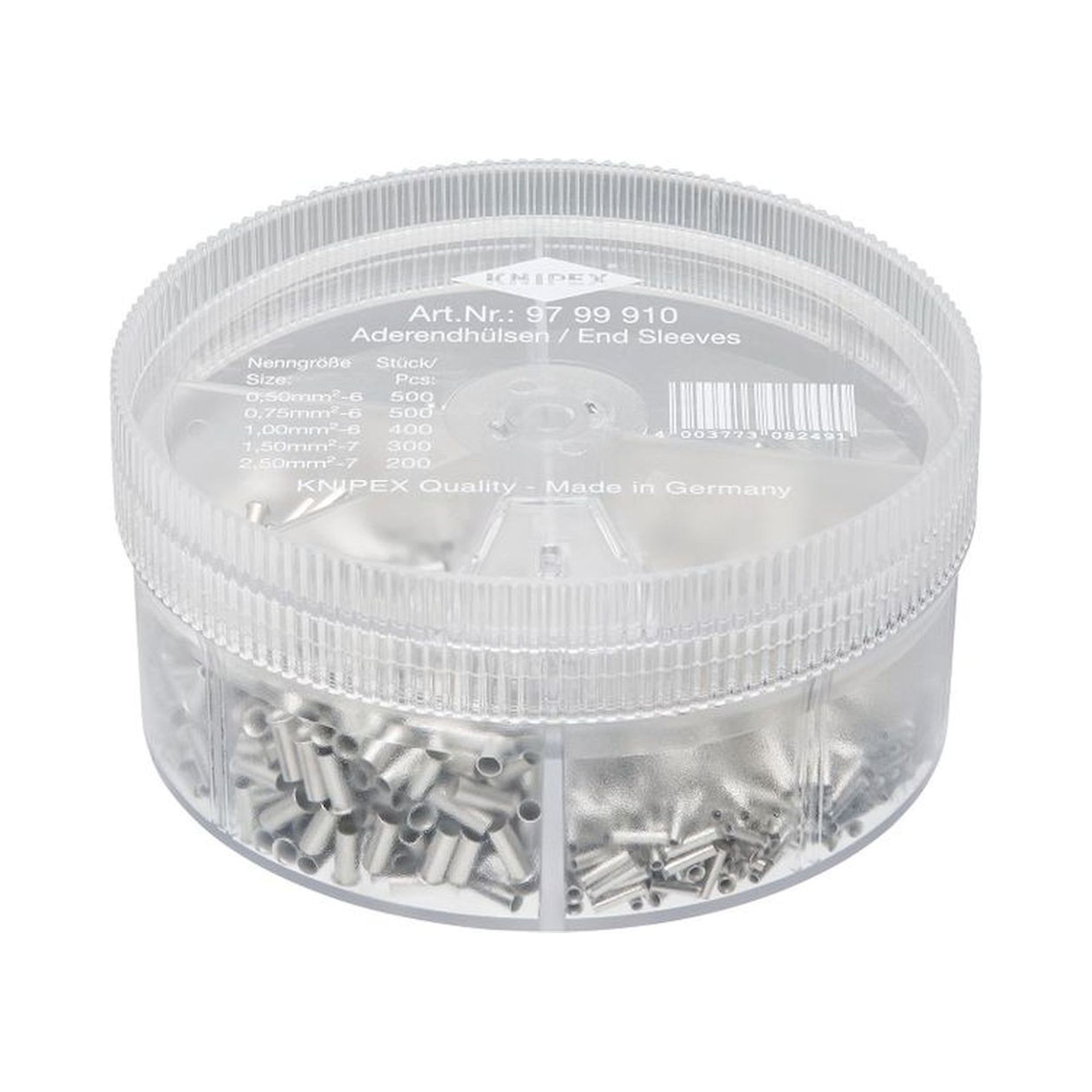 Knipex 97 99 910. Assortment boxes with non-insulated ferrules, 0.5 to 7 mm2, non-insulated, 1900 pieces