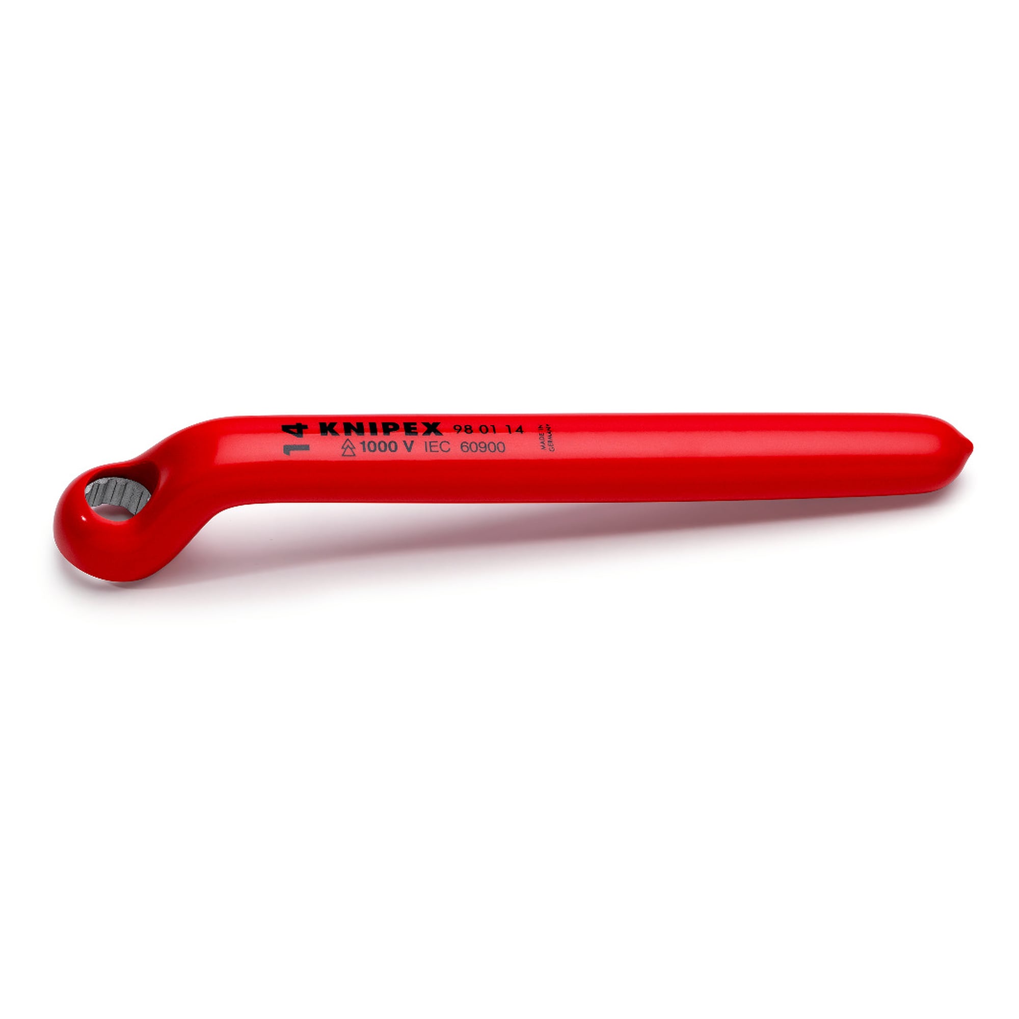 Box wrench chrome-plated, cranked, width across flats 14 mm, length 195 mm