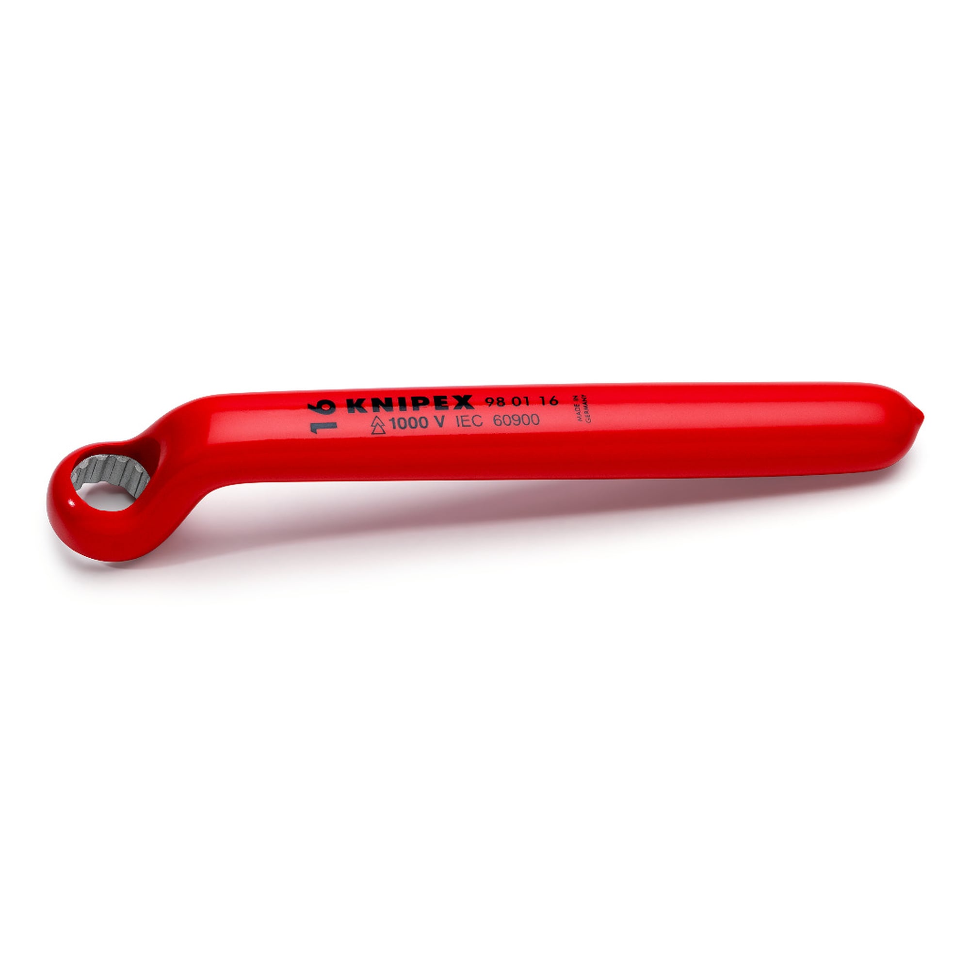 Box wrench chrome-plated, cranked, width across flats 16 mm, length 200 mm