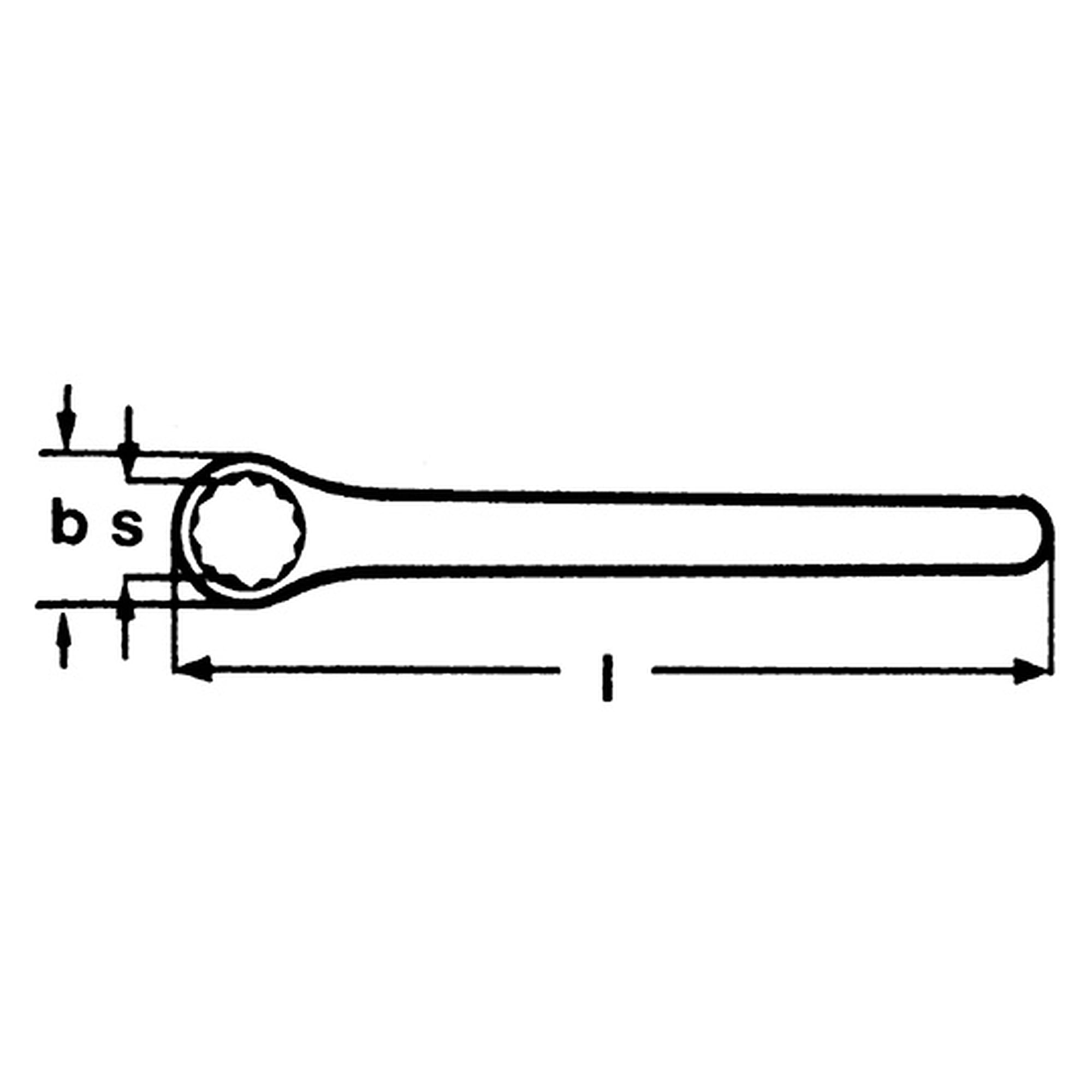 Box wrench, cranked, chrome-plated, width across flats 22 mm, length 225 mm