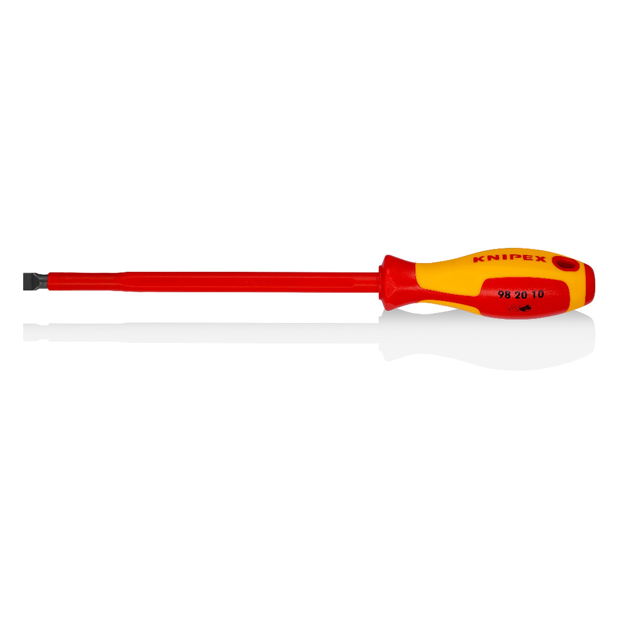 Screwdriver for slotted screws, insulated to IEC 60900, blade tip 10.0 x 1.6 mm, 320 mm