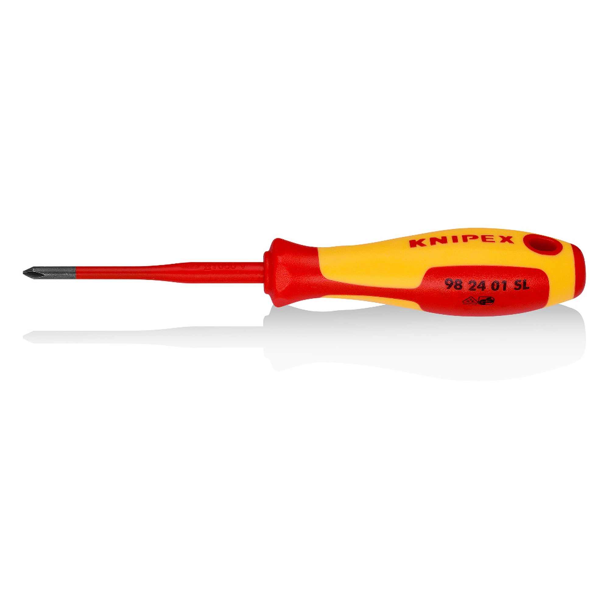 Screwdriver slim for Phillips cross recessed screws PH1, insulated 1000 V, 187 mm