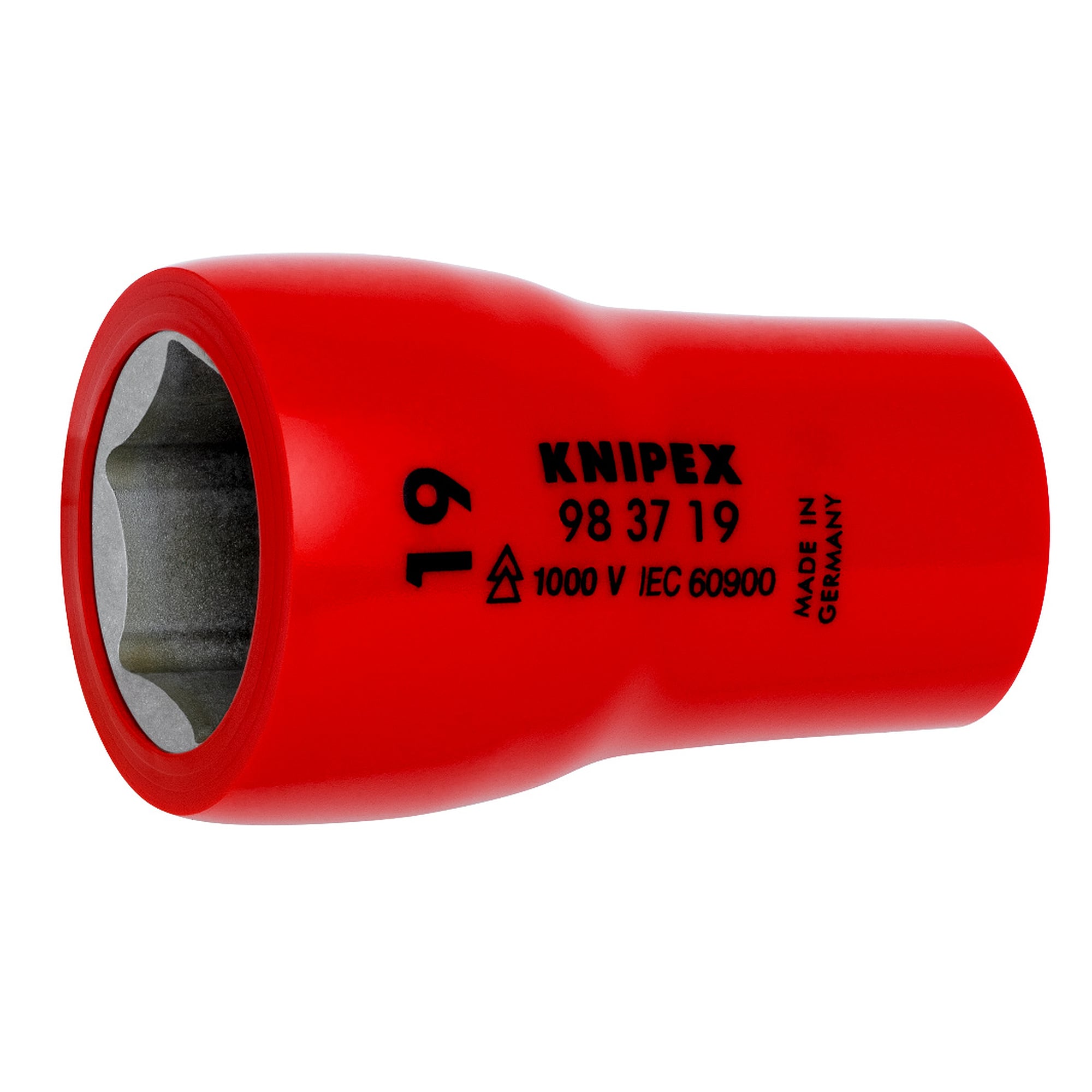 Steckschlüsseleinsatz Sechskant SW 19 mm, Innenvierkant 3/8 Zoll, VDE isoliert, 49 mm