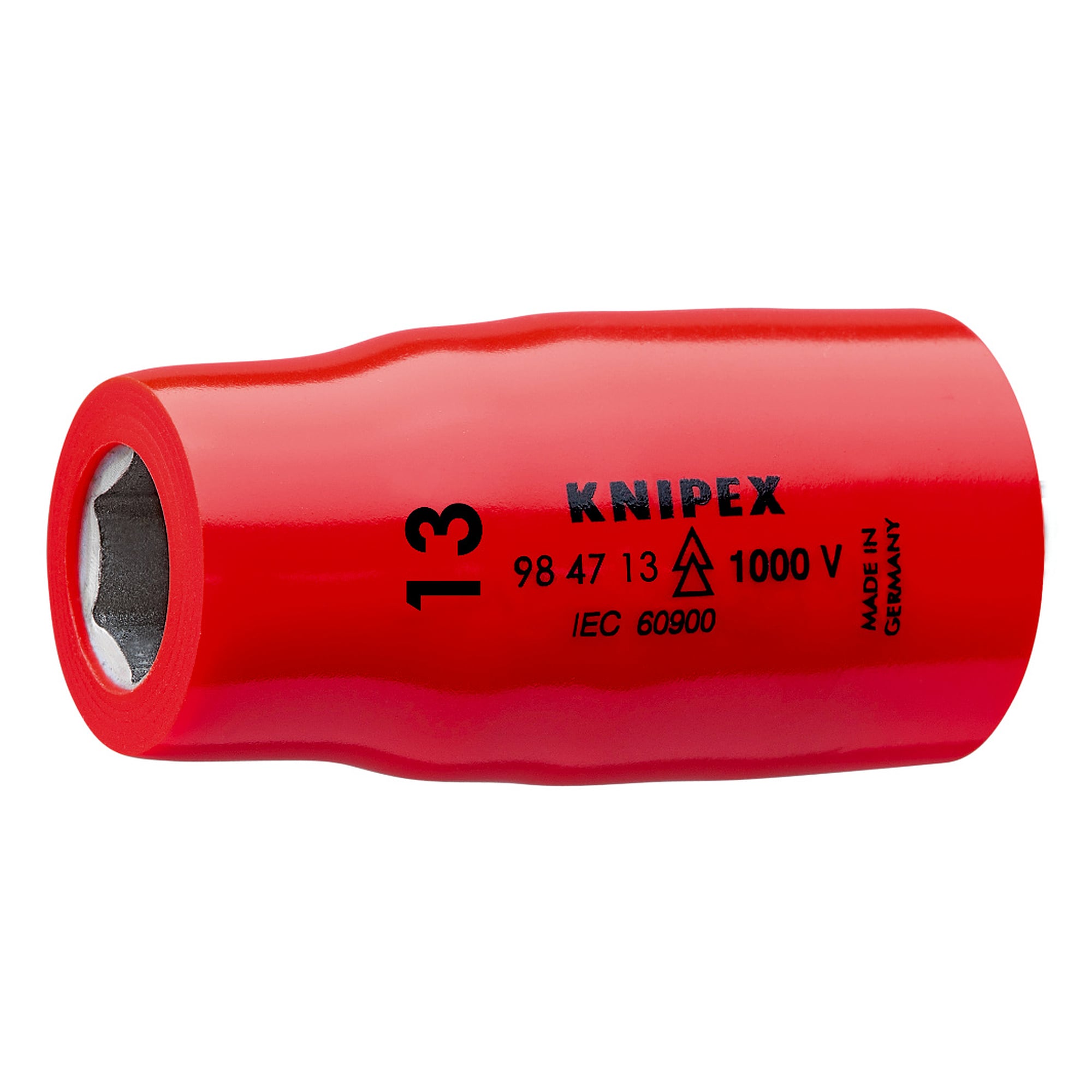 Hexagon socket for hexagonal screws 13 mm, insulated 1000 V, 1/2 inch square drive, 55 mm