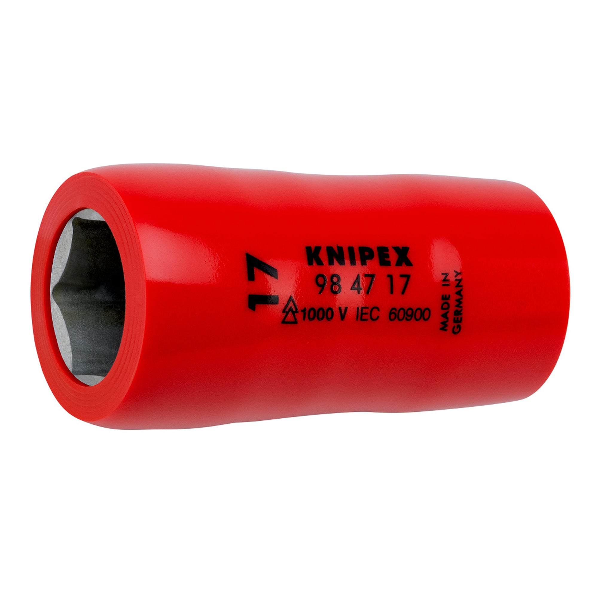Steckschlüsseleinsatz für Sechskantschrauben SW 17 mm, isoliert 1000 V, Innenvierkant 1/2 Zoll, 55 mm