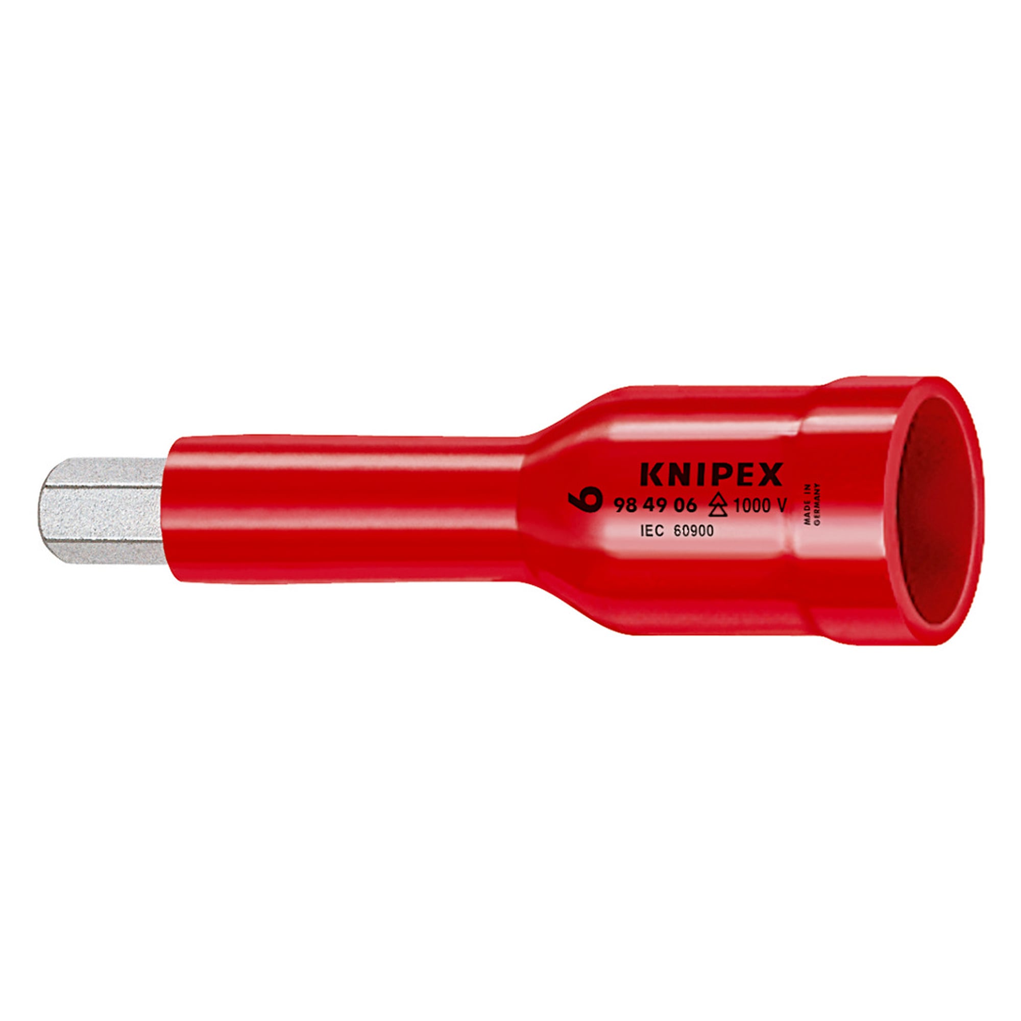Steckschlüsseleinsatz für Innensechskantschrauben SW 6 mm, isoliert 1000 V, Innenvierkant 1/2 Zoll, 75 mm