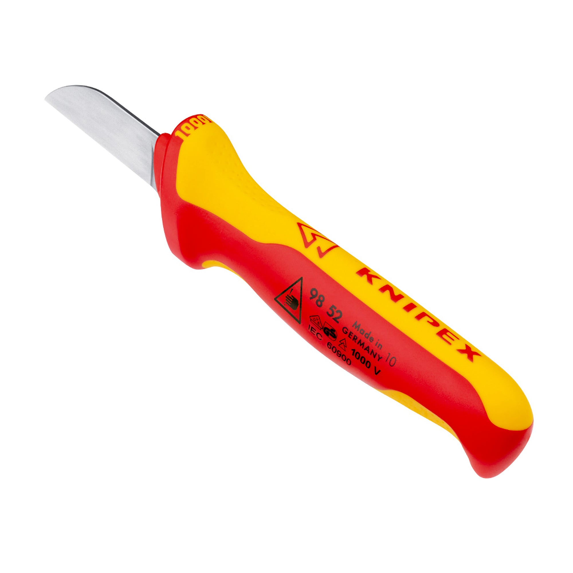 Cable knife with straight fixed blade, 50 mm blade length, VDE insulated, 190 mm