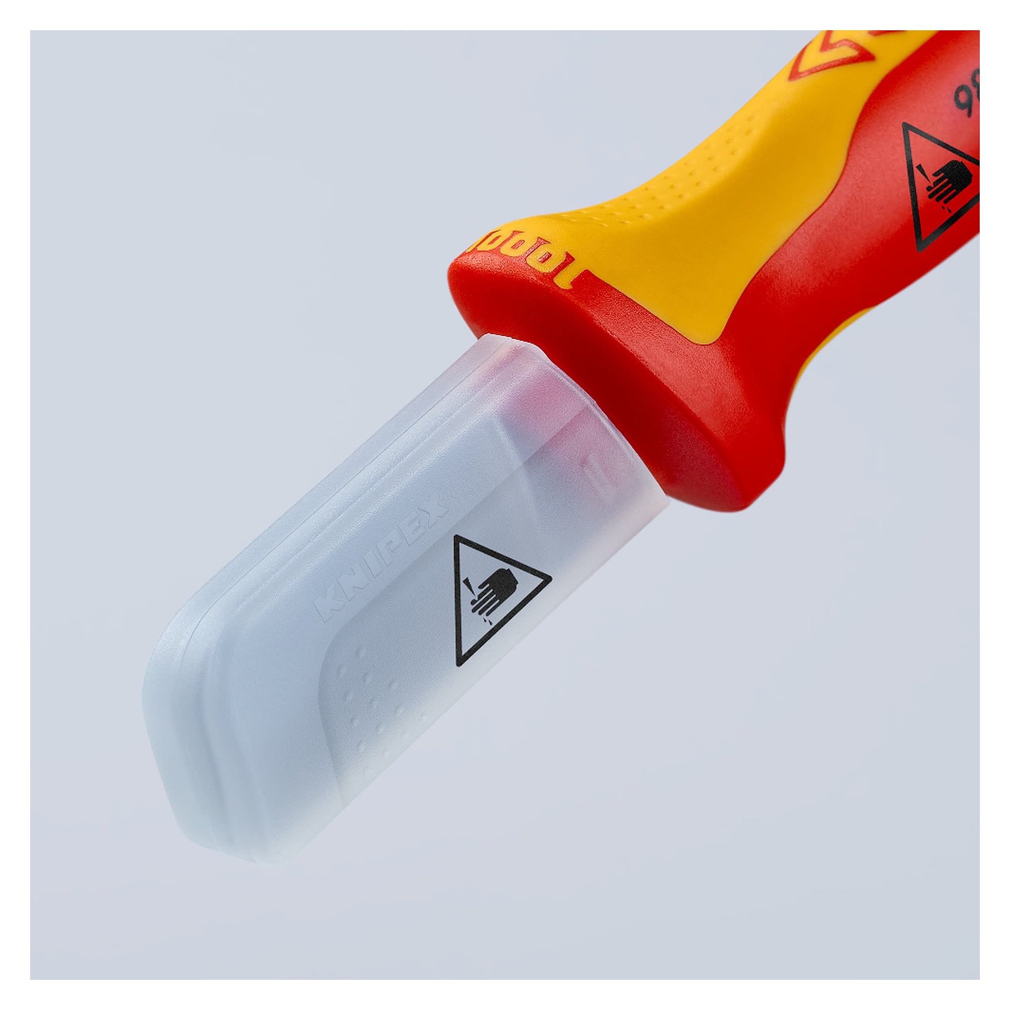 Cable knife with straight fixed blade, 50 mm blade length, VDE insulated, 190 mm