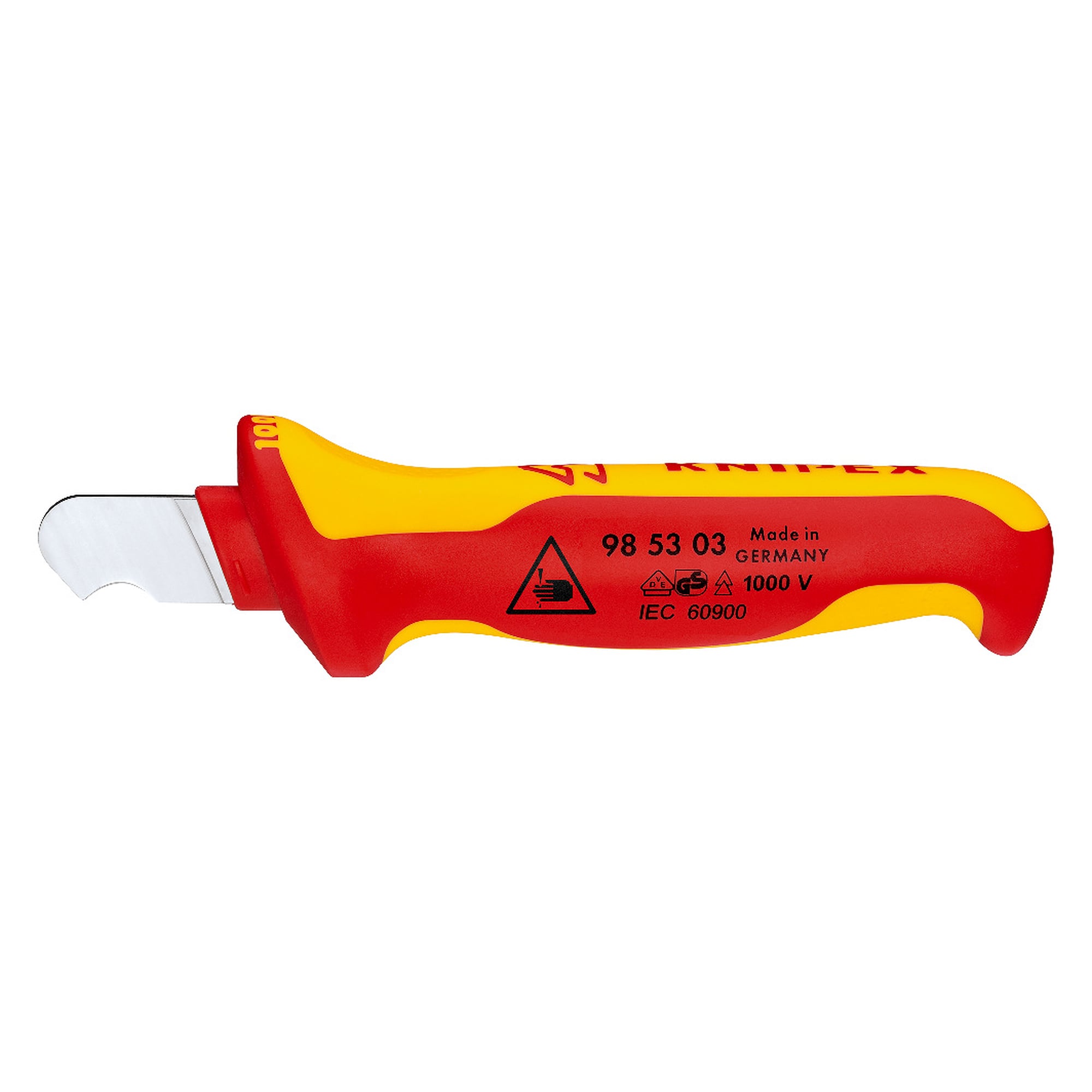 Abmantelungsmesser mit fester Hakenklinge für Rundkabel, Klinge 28 mm, VDE-isoliert, 170 mm
