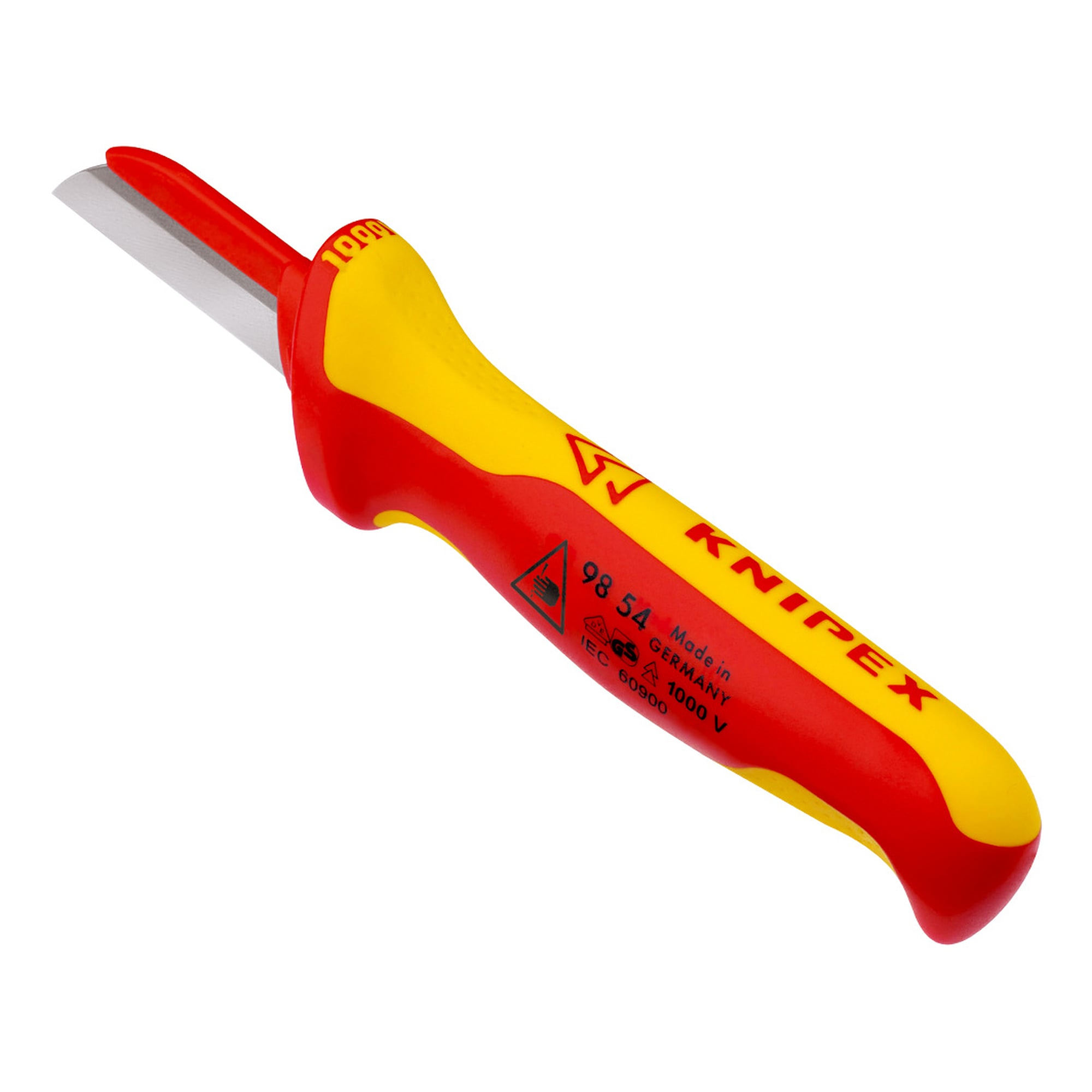Kabelmesser mit gerader Klinge und kunststoffüberzogenem Klingenrücken, Klinge 50 mm, VDE-isoliert, 190 mm