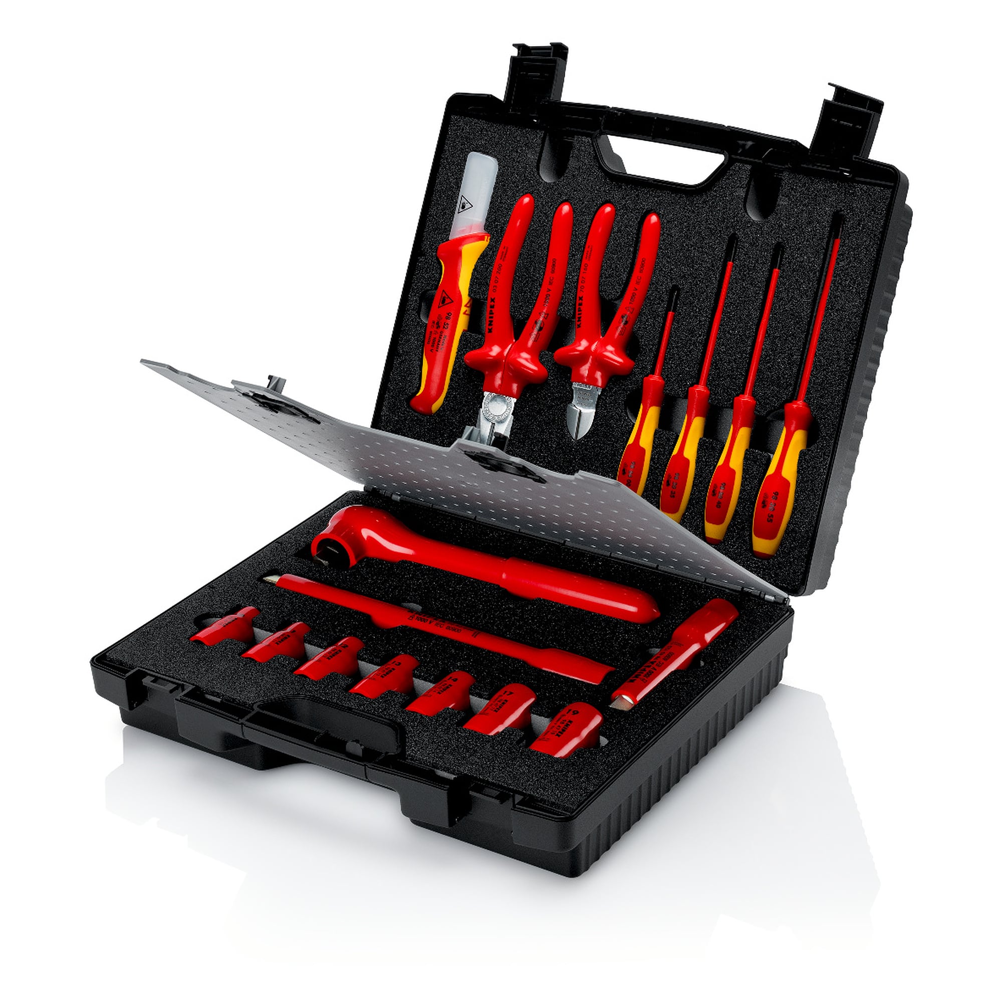 Coffret compact 17 pièces avec outils isolés selon CEI 60900, coffret 380 x 85 x 260 mm