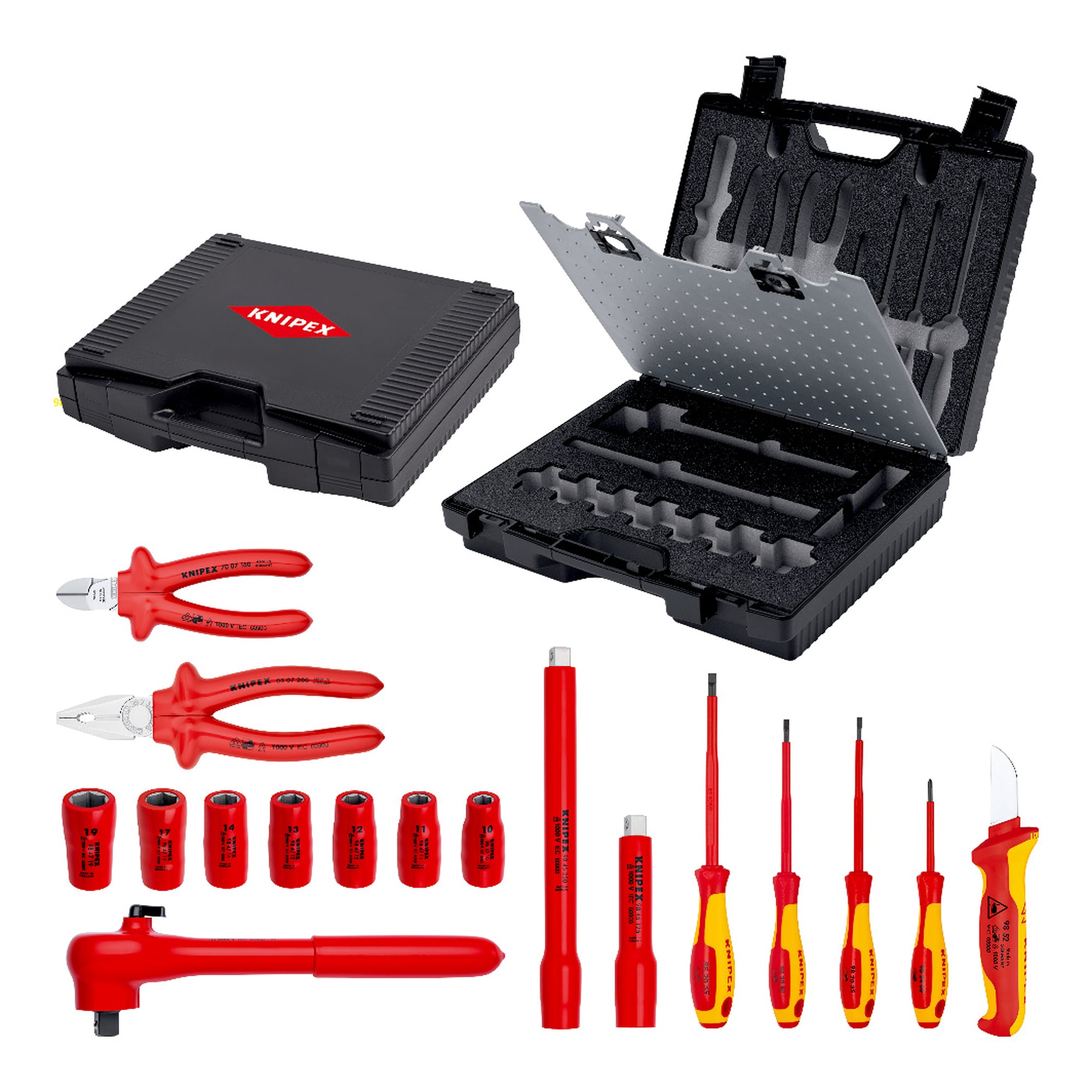 Coffret compact 17 pièces avec outils isolés selon CEI 60900, coffret 380 x 85 x 260 mm