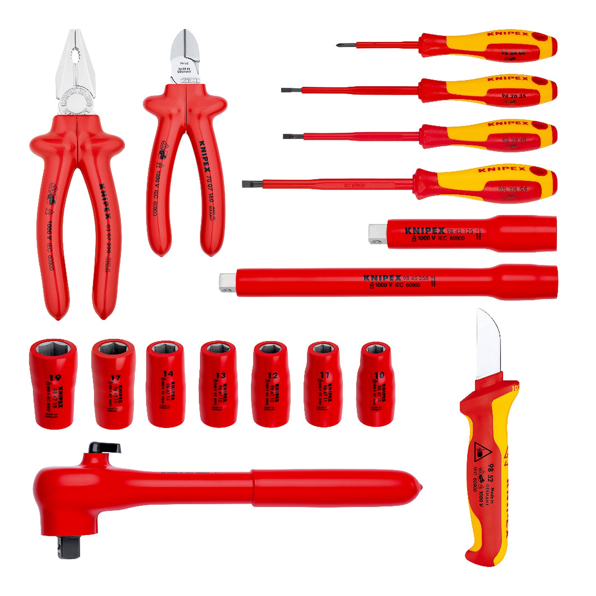 Coffret compact 17 pièces avec outils isolés selon CEI 60900, coffret 380 x 85 x 260 mm
