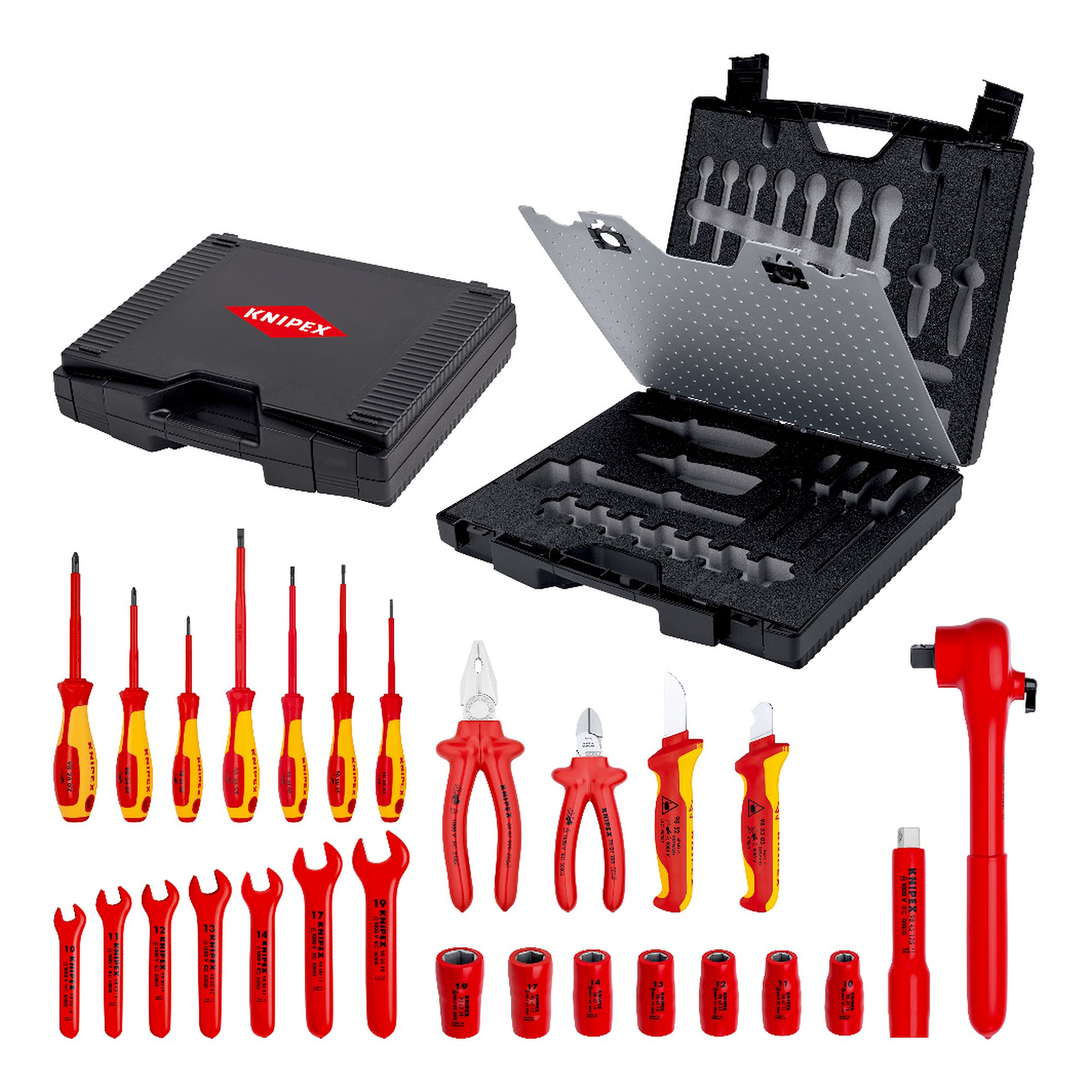 Kompaktkoffer 27-teilig mit isolierten Werkzeugen nach IEC 60900, Koffer 440 x 105 x 385 mm