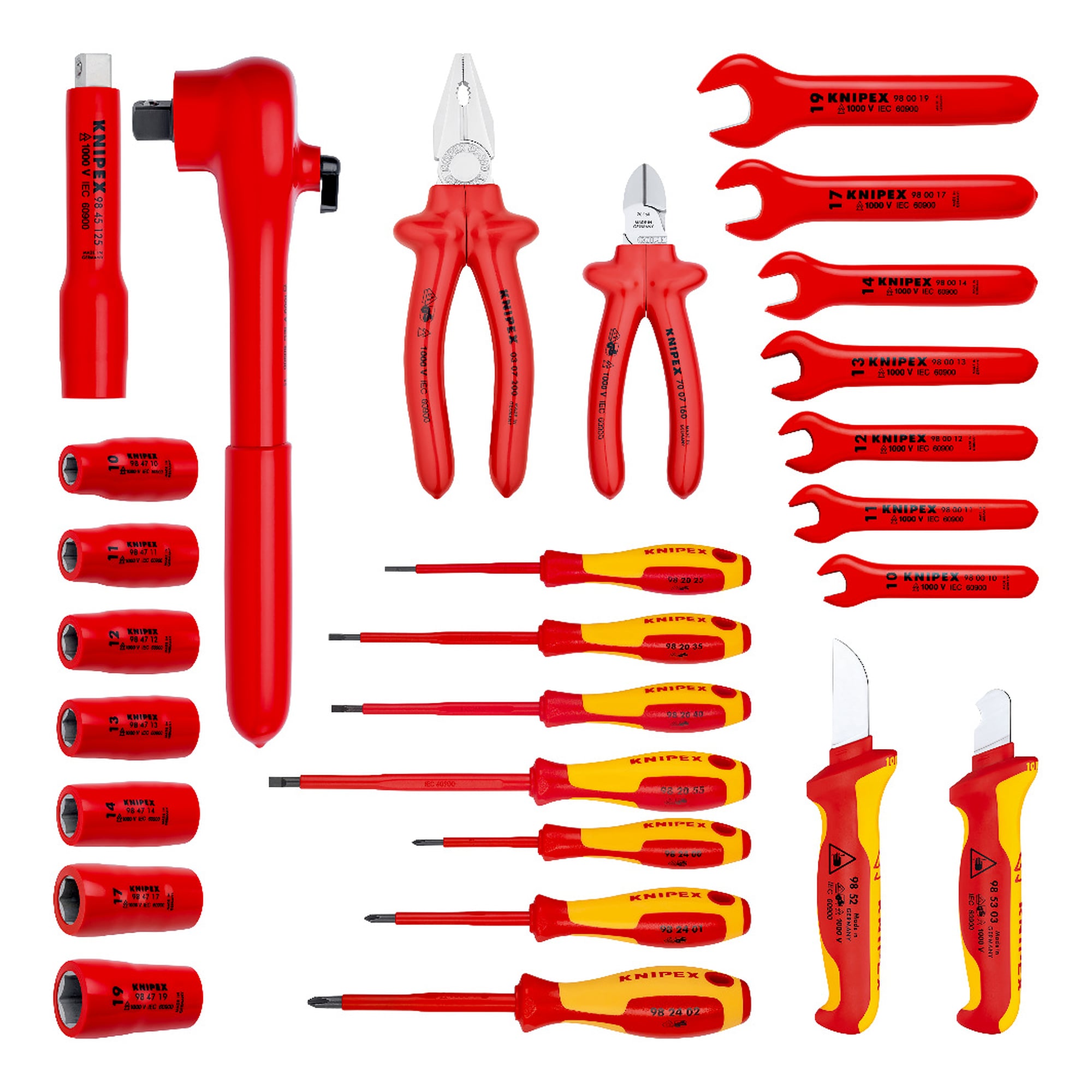 Kompaktkoffer 27-teilig mit isolierten Werkzeugen nach IEC 60900, Koffer 440 x 105 x 385 mm