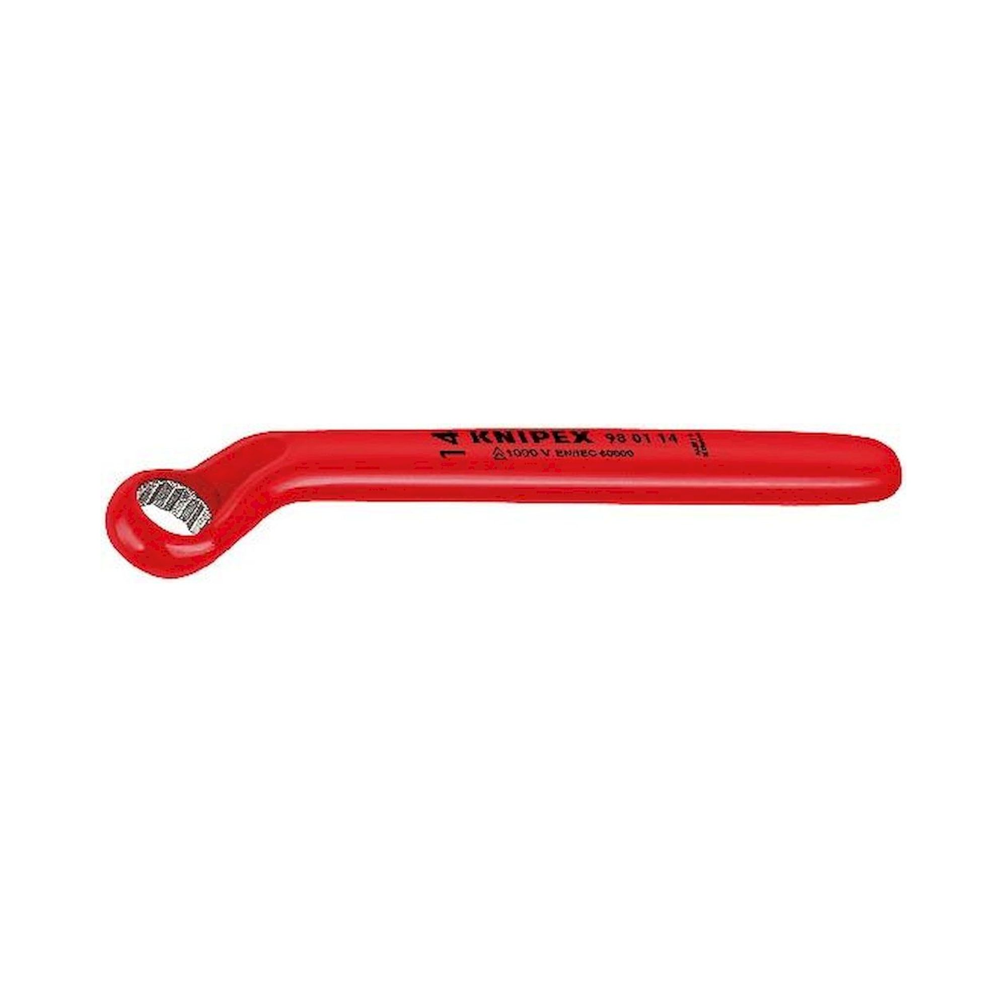 Knipex 98 01 08. Clé polygonale, chromée, contrecoudée, largeur 7 mm