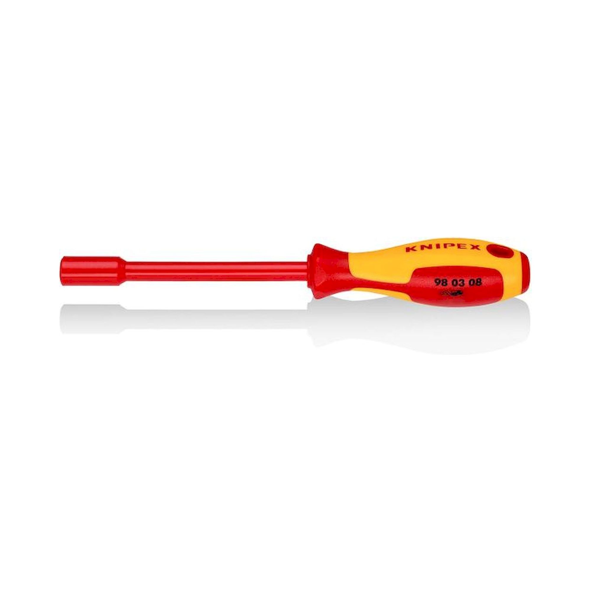 Knipex 98 03 08. Steckschlüssel mit Schraubendreher-Griff, brüniert, isoliert, Schlüesselweite 8 mm, 237 mm