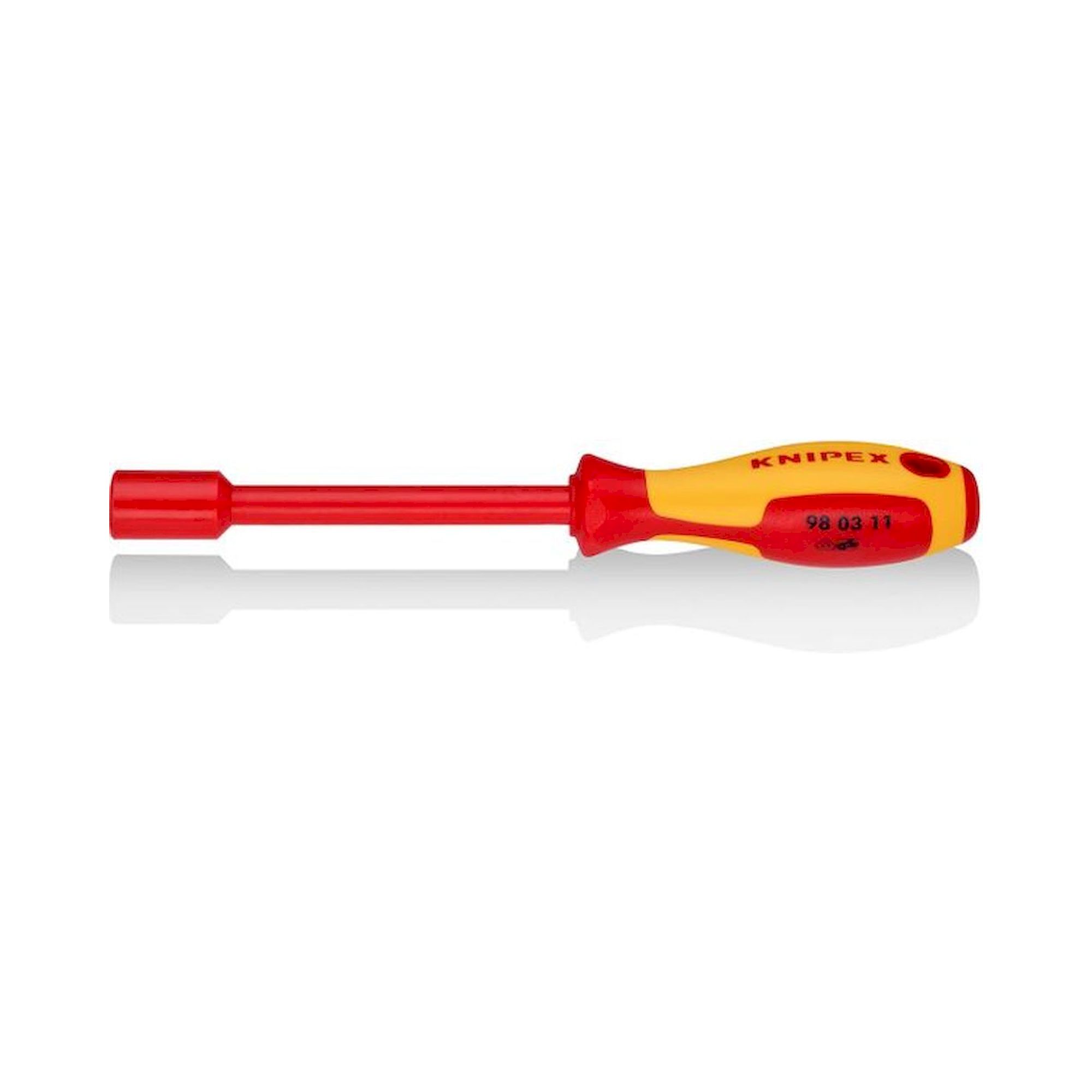 Knipex 98 03 11. Steckschlüssel mit Schraubendreher-Griff, brüniert, isoliert, Schlüesselweite 11 mm, 237 mm
