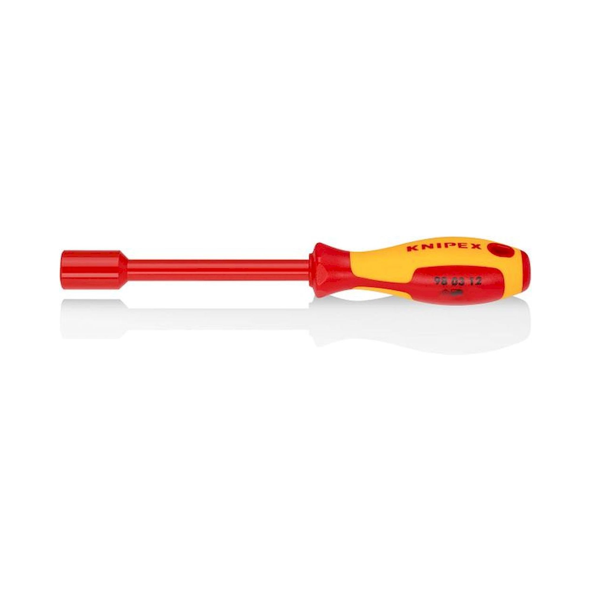 Knipex 98 03 12. Steckschlüssel mit Schraubendreher-Griff, brüniert, isoliert, Schlüesselweite 12 mm, 237 mm