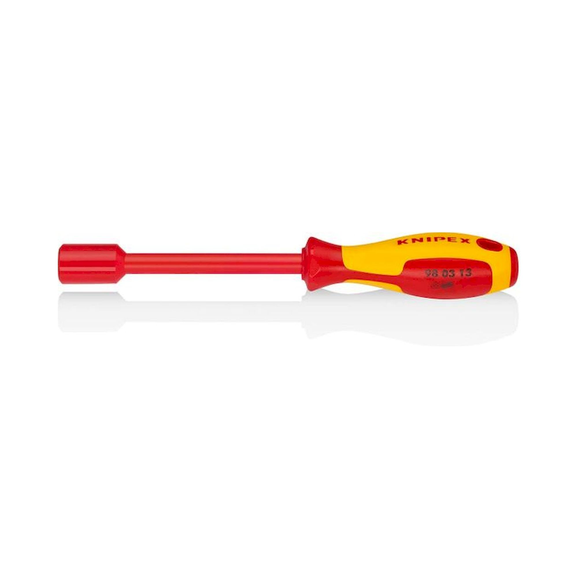 Knipex 98 03 13. Socket wrench with screwdriver handle, burnished, insulated, key width 13 mm, 237 mm