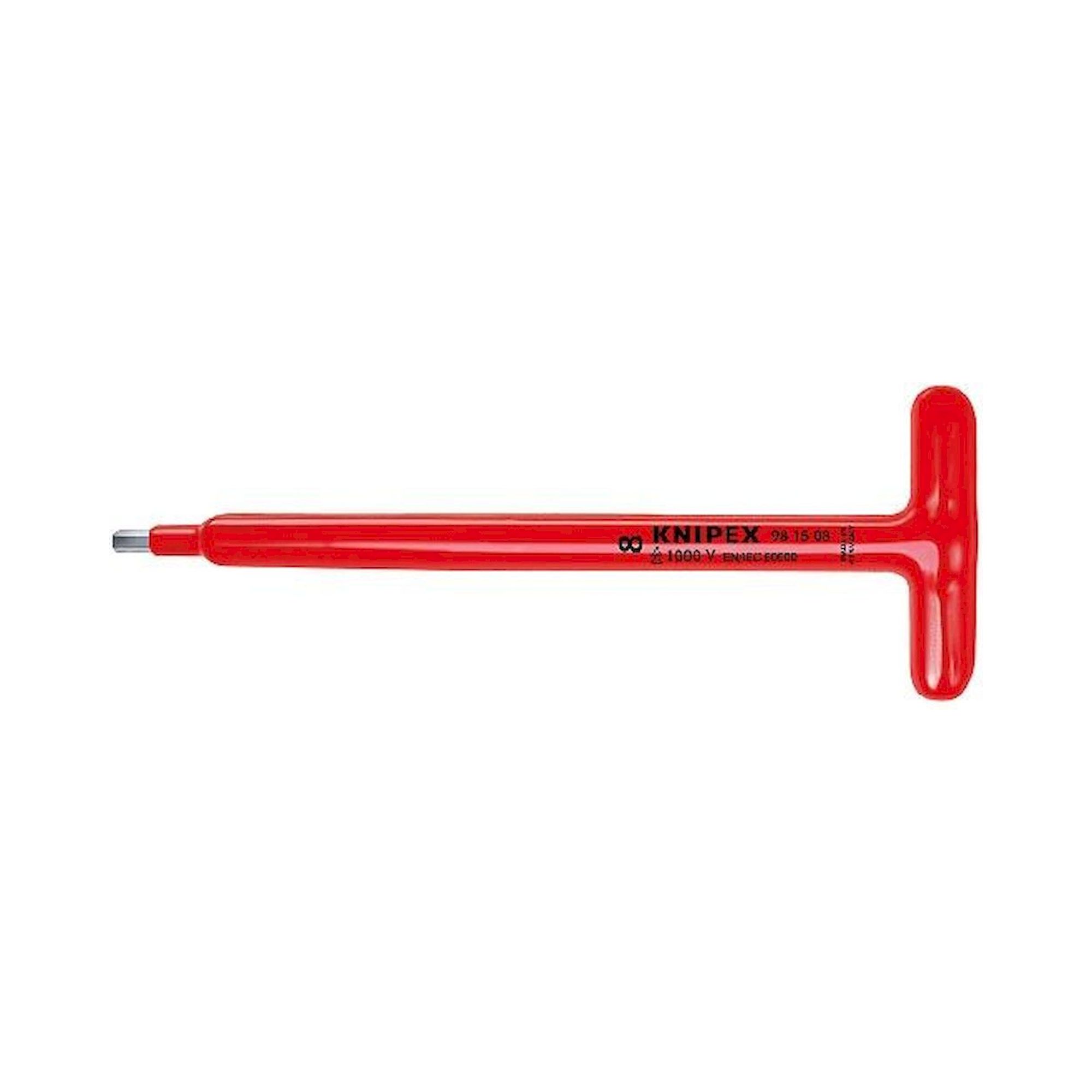 Knipex 98 15 08. Schraubendreher für Innensechskantschrauben mit T-Griff, Schlüsselweite 8 mm, 250 mm