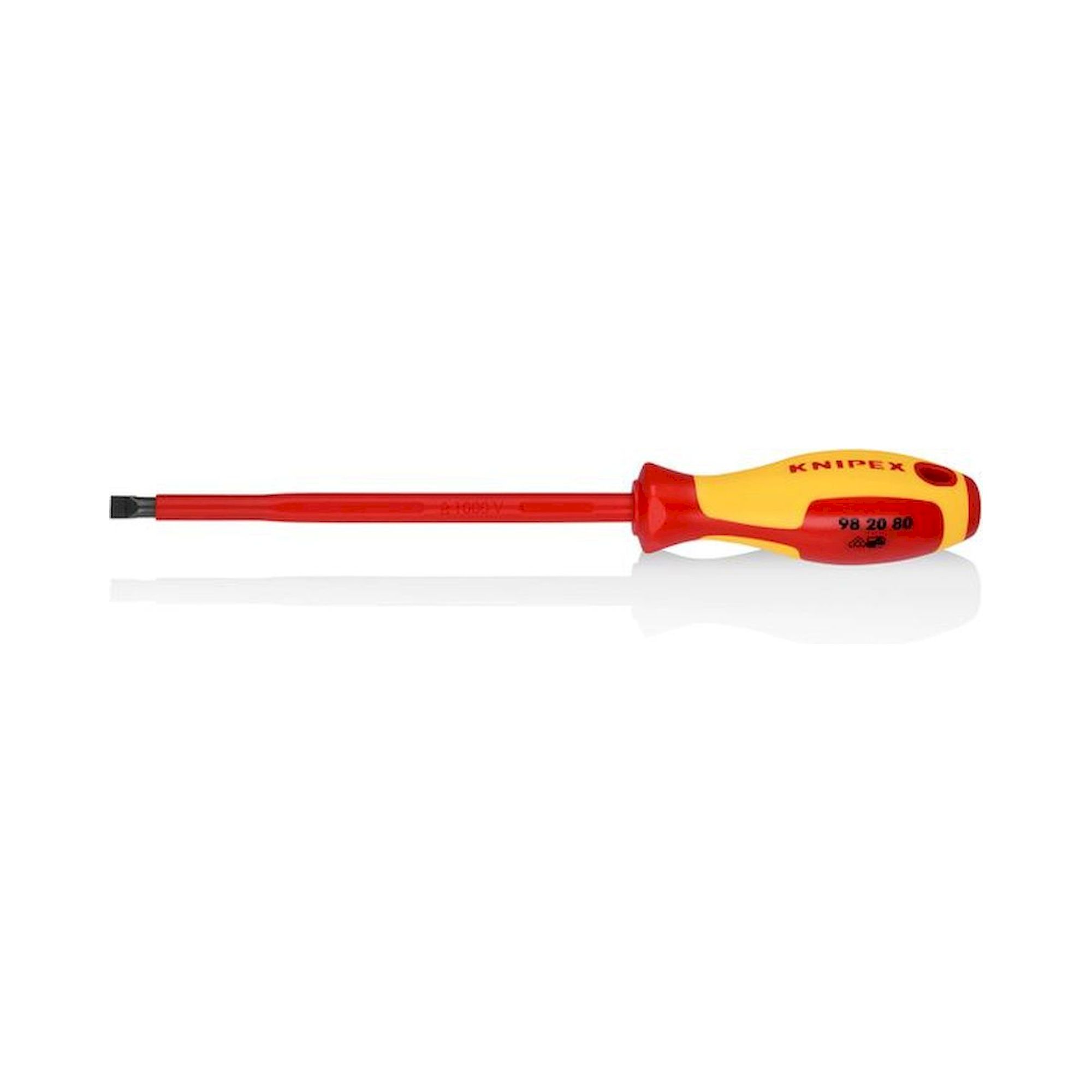 Knipex 98 20 80. Schraubendreher für Schlitzschrauben, brüniert, isoliert, 295 mm