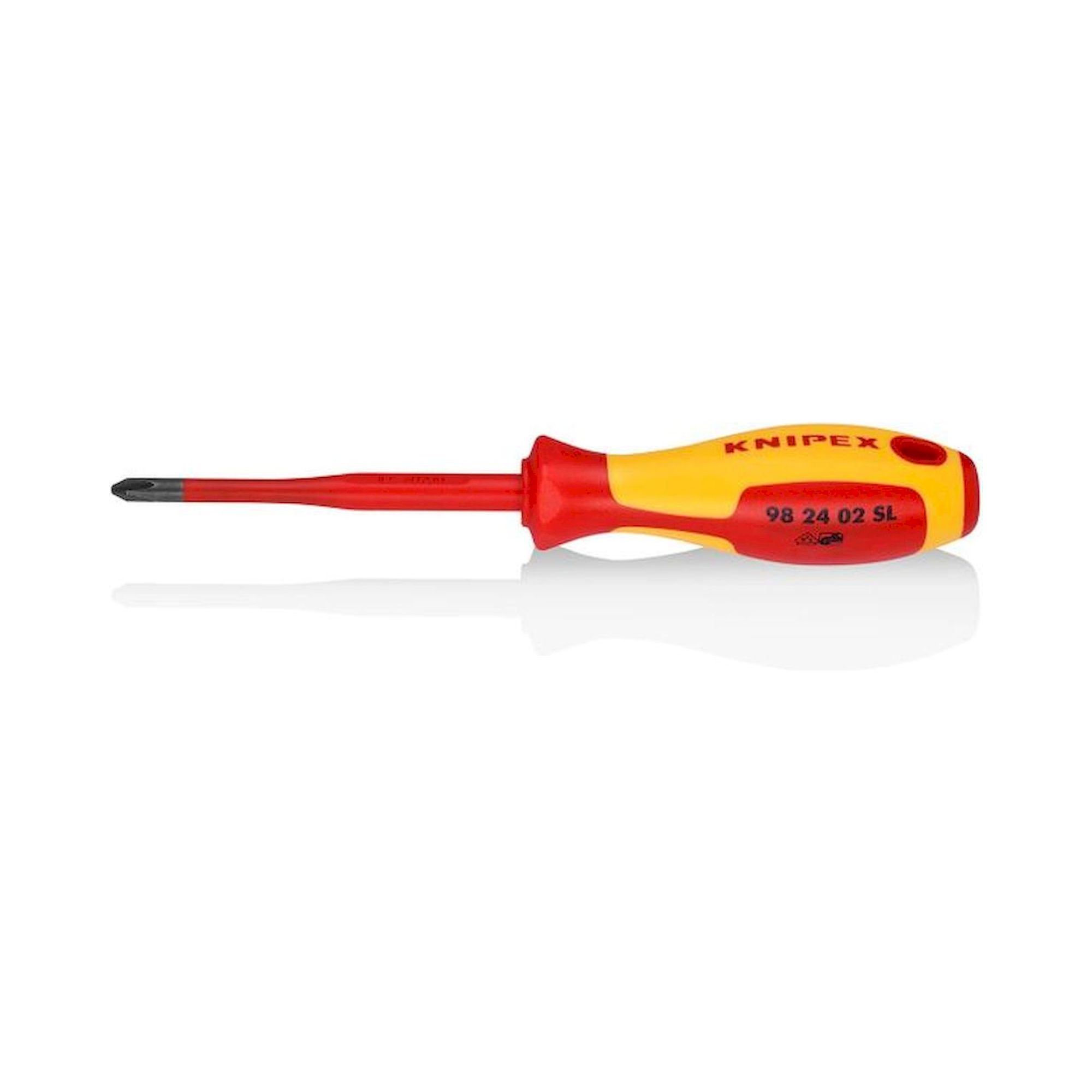 Knipex 98 24 02 SL. Screwdriver (slim), for Phillips cross-head screws, black oxide finish, insulated, 212 mm