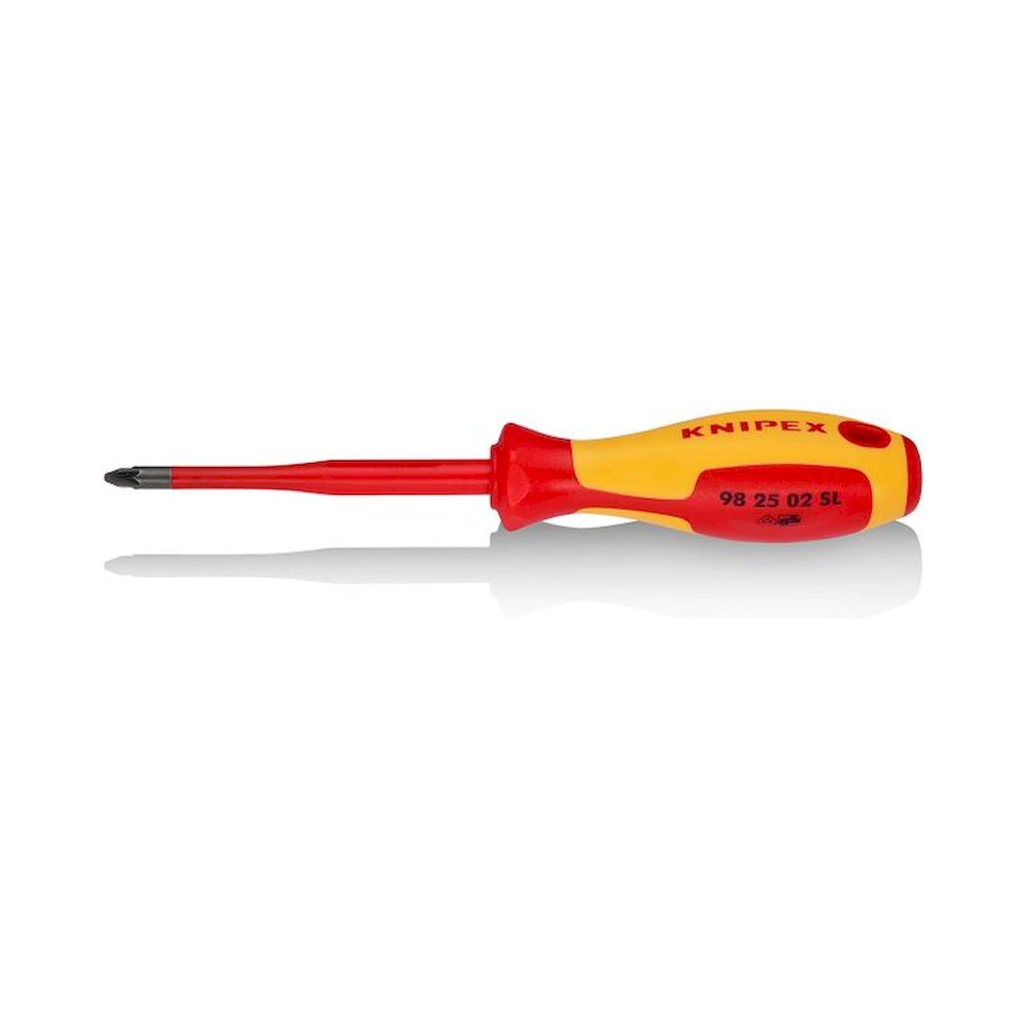 Knipex 98 25 02 SL. Schraubendreher (Slim) für Kreuzschlitzschrauben Pozidriv, brüniert, isoliert, 212 mm