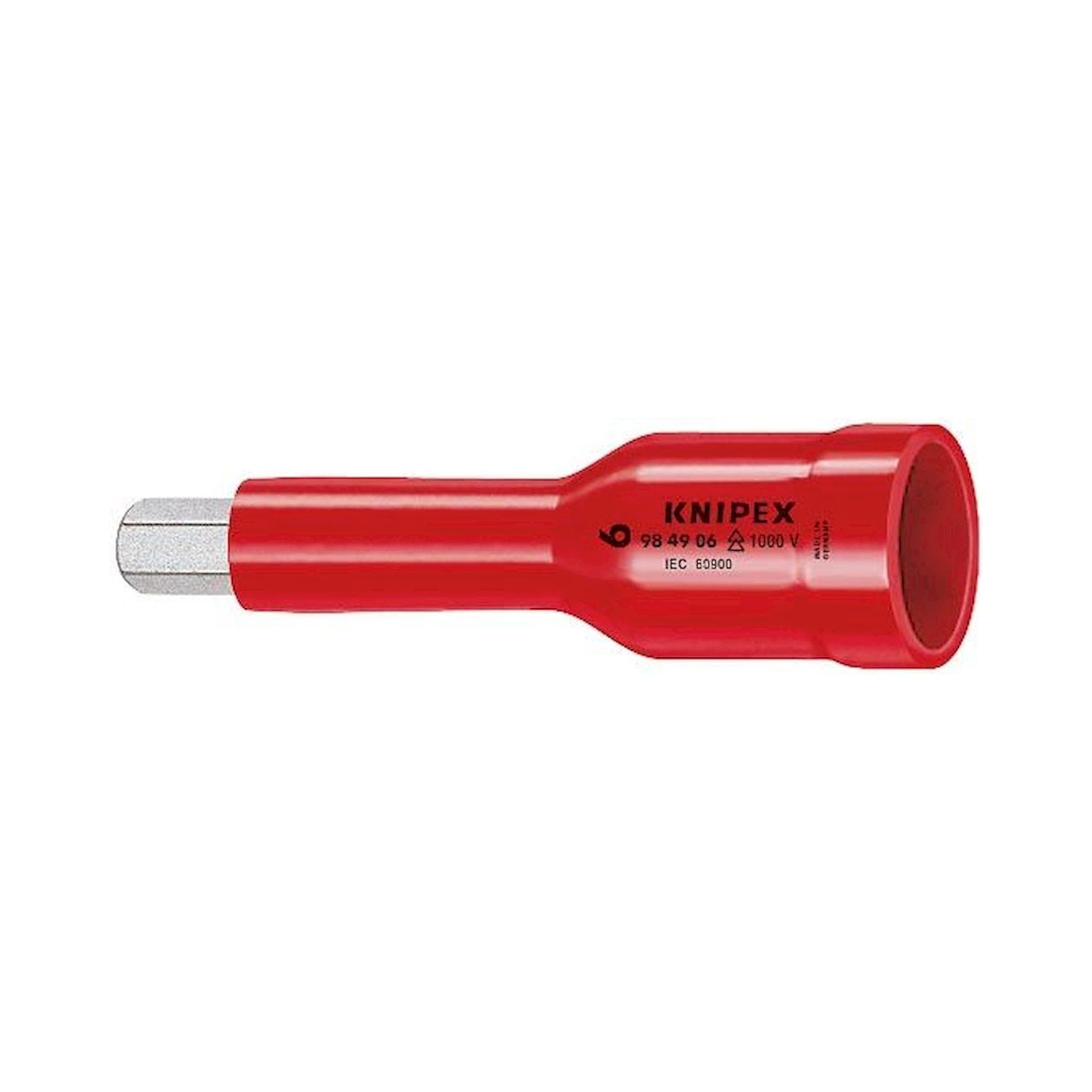 Knipex 98 49 06. Socket wrench insert for hexagon socket screws with 1/2 "internal square, wrench size 6 mm, 75 mm