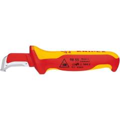 Knipex 98 55. Stripping knife with sliding shoe, insulating multi-component handle, 180 mm