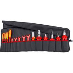 Knipex 98 99 13. Werkzeug-Rolltasche 15-teilig mit isolierten Werkzeugen für Arbeiten an elektrischen Anlagen