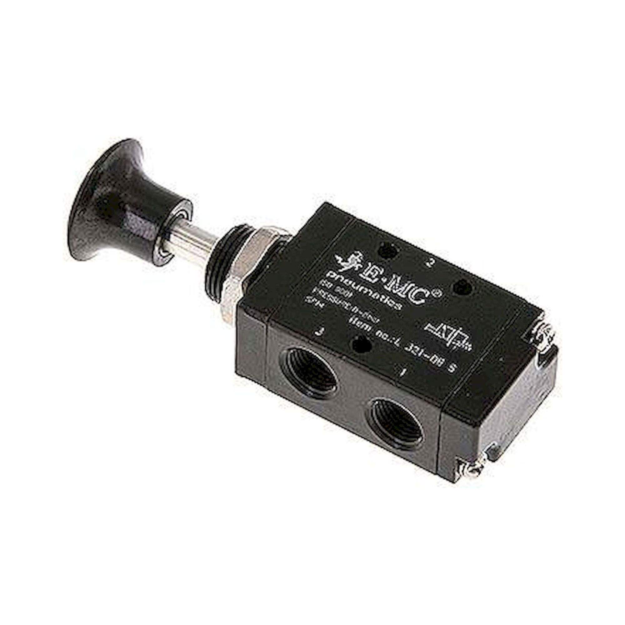 E.MC L 321-06 S. 3/2-Wege Axial-Handhebelventil, Federrückstellung, G 1/8"