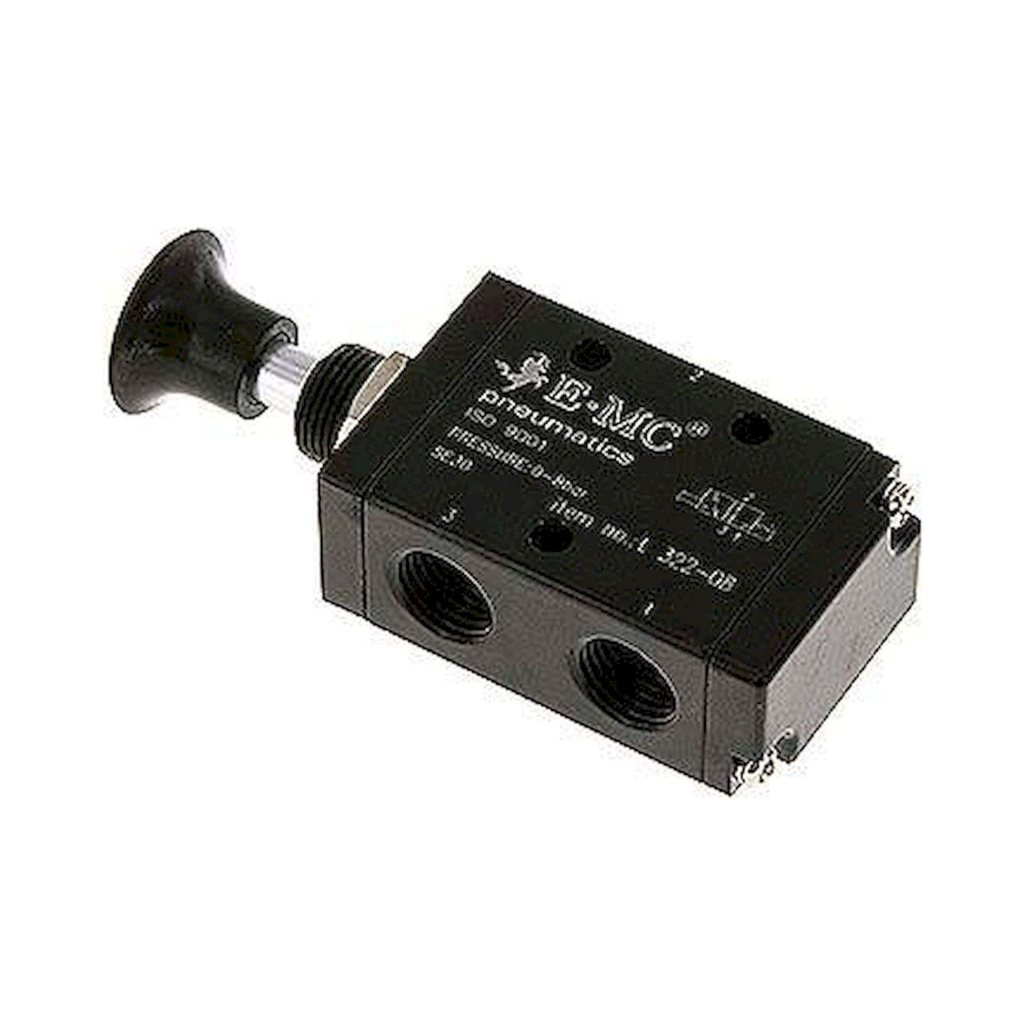 E.MC L 322-08. 3/2-Wege Axial-Handhebelventil, Raste, G 1/4"