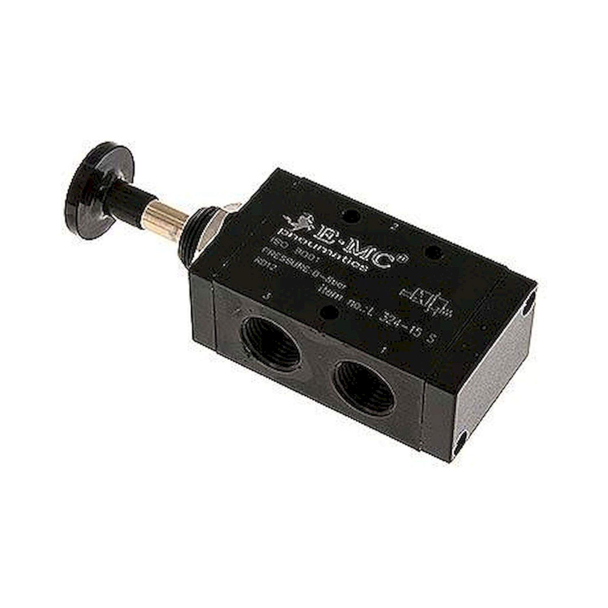 E.MC L 324-15 S. 3/2-Wege Axial-Handhebelventil, Federrückstellung, G 1/2"