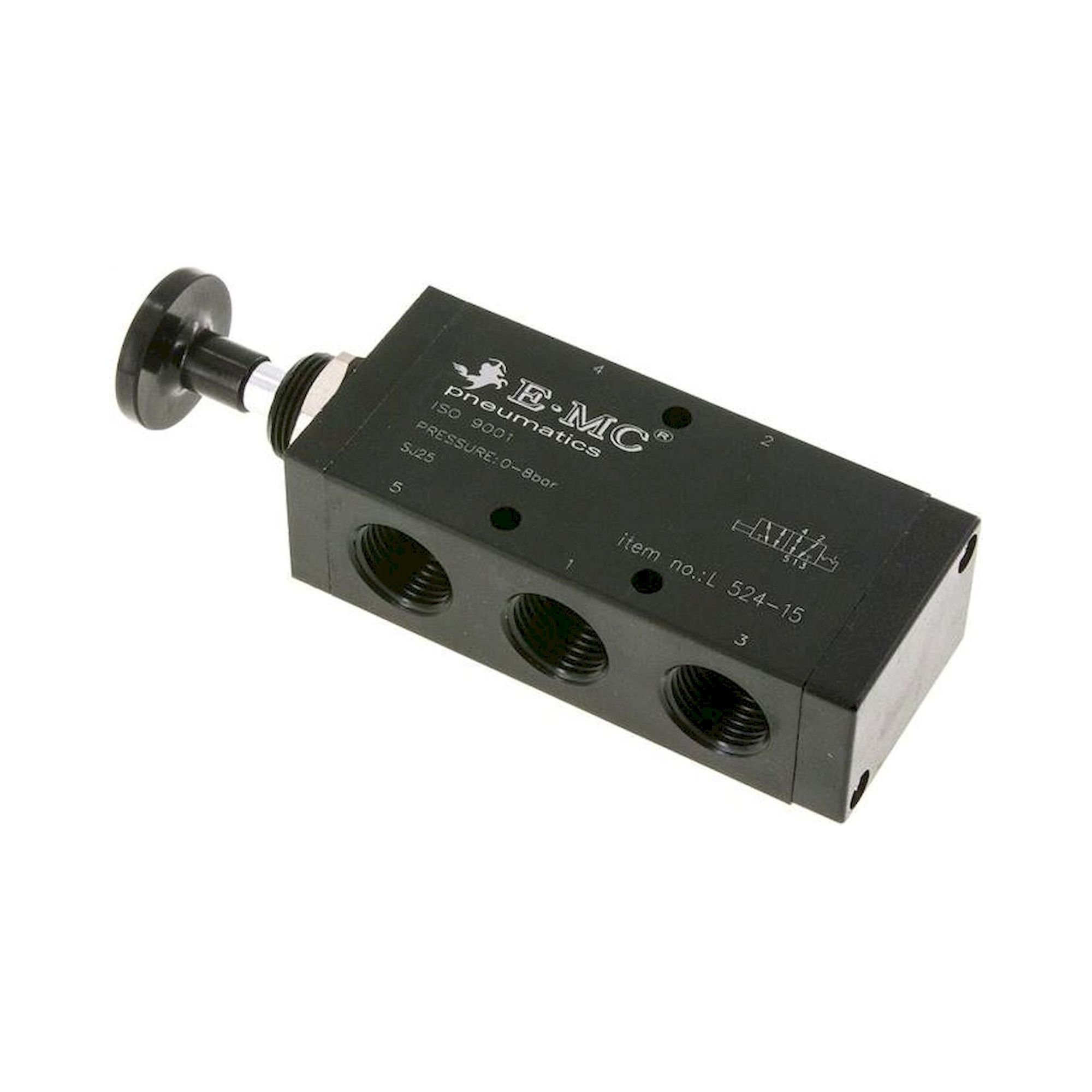 E.MC L 524-15. 5/2-Wege Axial-Handhebelventil, Raste, G 1/2"