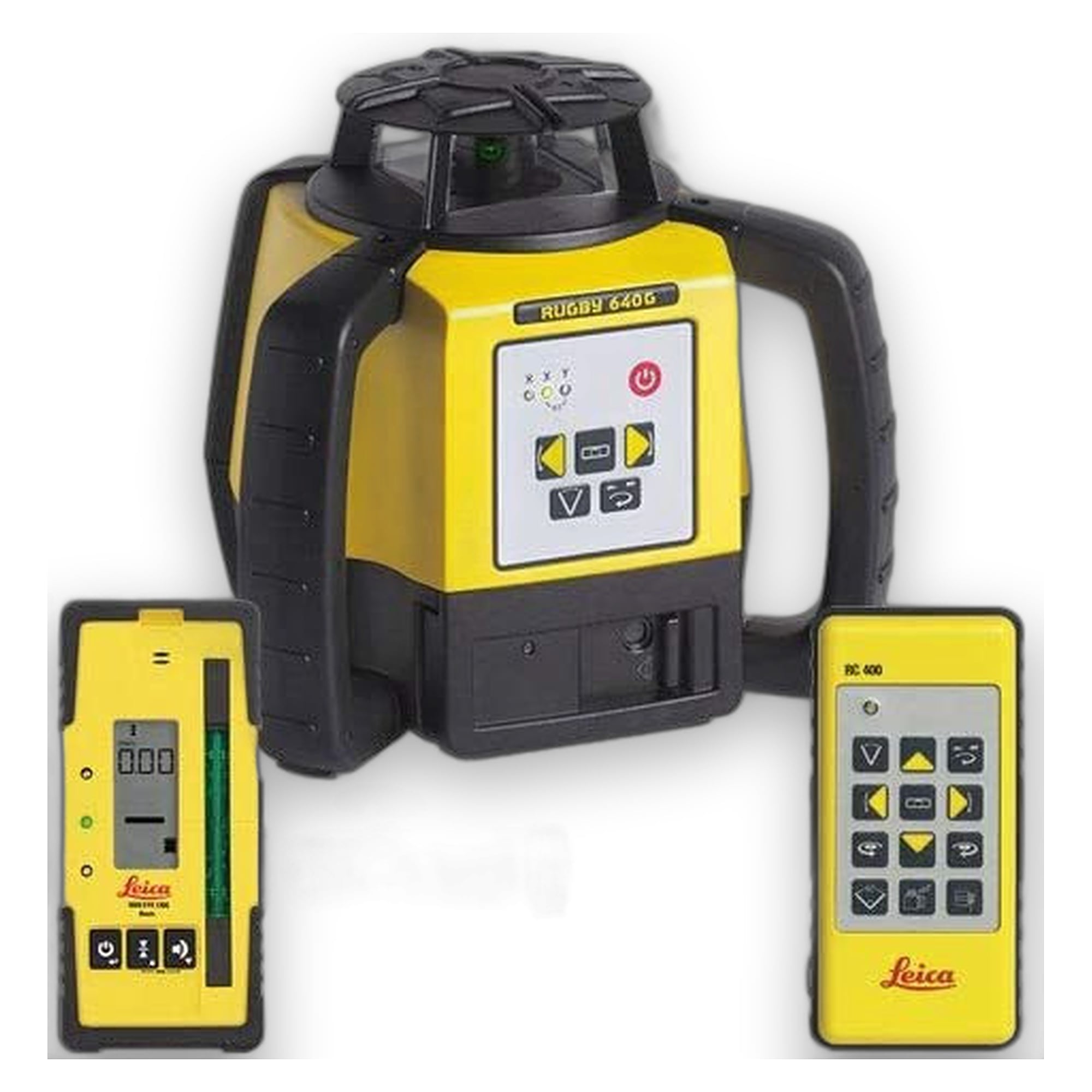 Rotationslaser-Set grün 400 m mit Rod Eye 120G, Fernbedienung RC400 und Li-Ion-Akku - Leica Rugby 640G