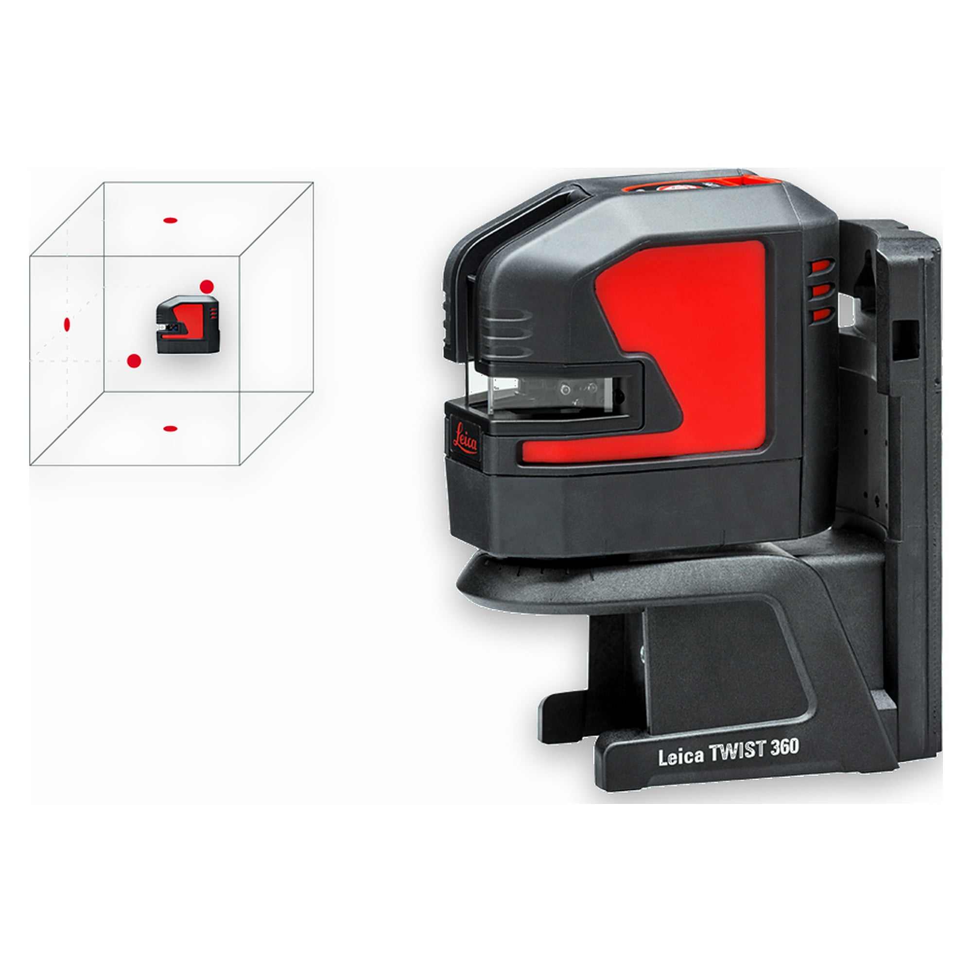 Laser à points rouge 5 points 30 m autonivelant avec coffret et TWIST 360 - Leica Lino P5