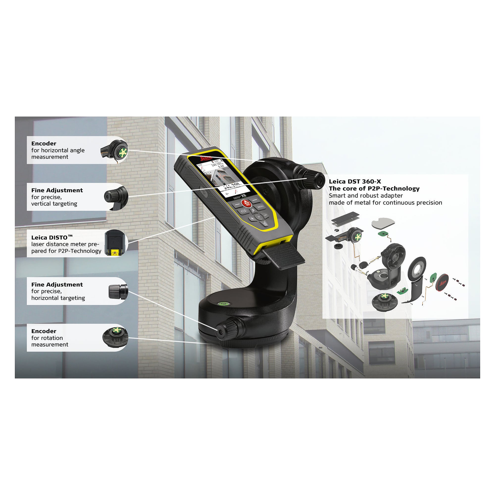 Stativadapter für Punkt-zu-Punkt-Messung und DXF-Erfassung am DISTO X6 - Leica DST 360-X